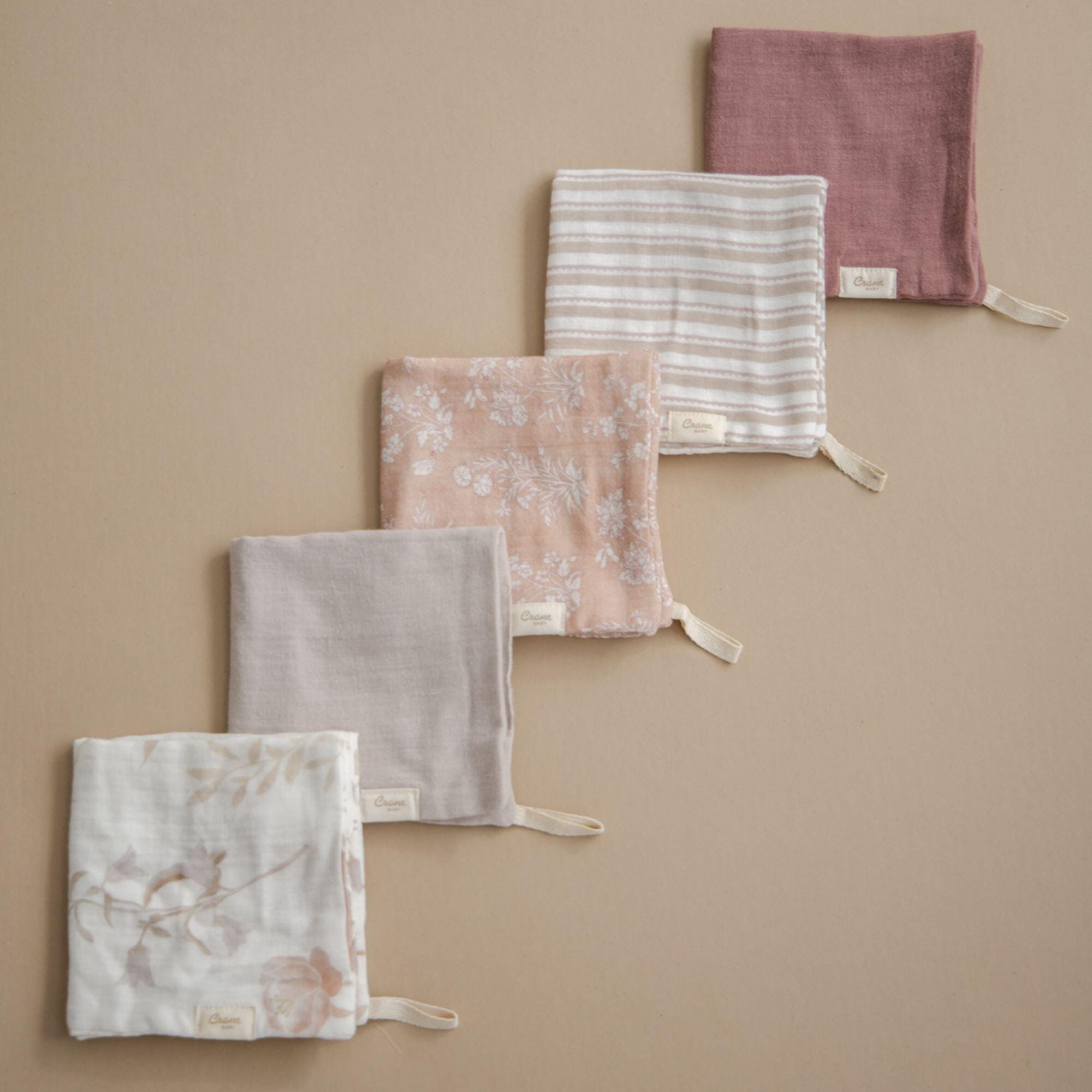 Crane Baby Violet Wildflower Washcloth (Set of 5), , rollover