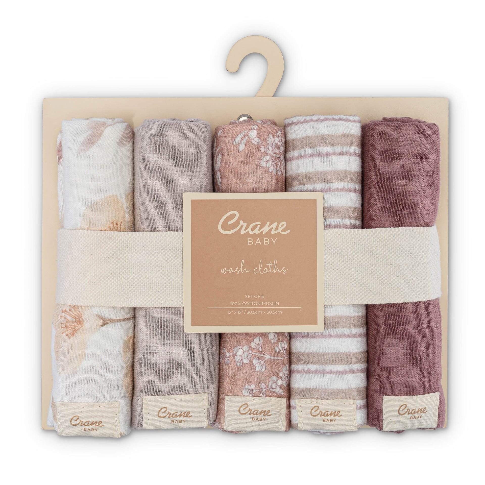 Crane Baby Violet Wildflower Washcloth (Set of 5), , large