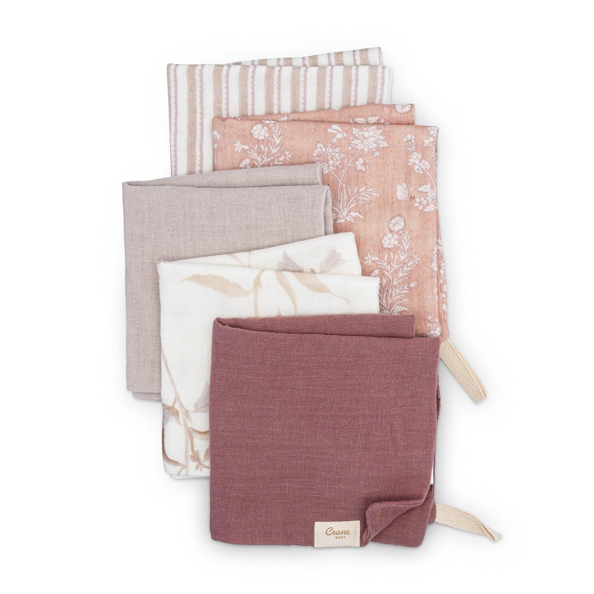 Crane Baby Violet Wildflower Washcloth (Set of 5), , large