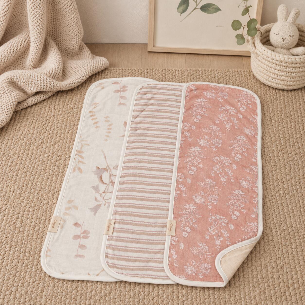Crane Baby Baby Burp Cloth (Set of 3), , rollover