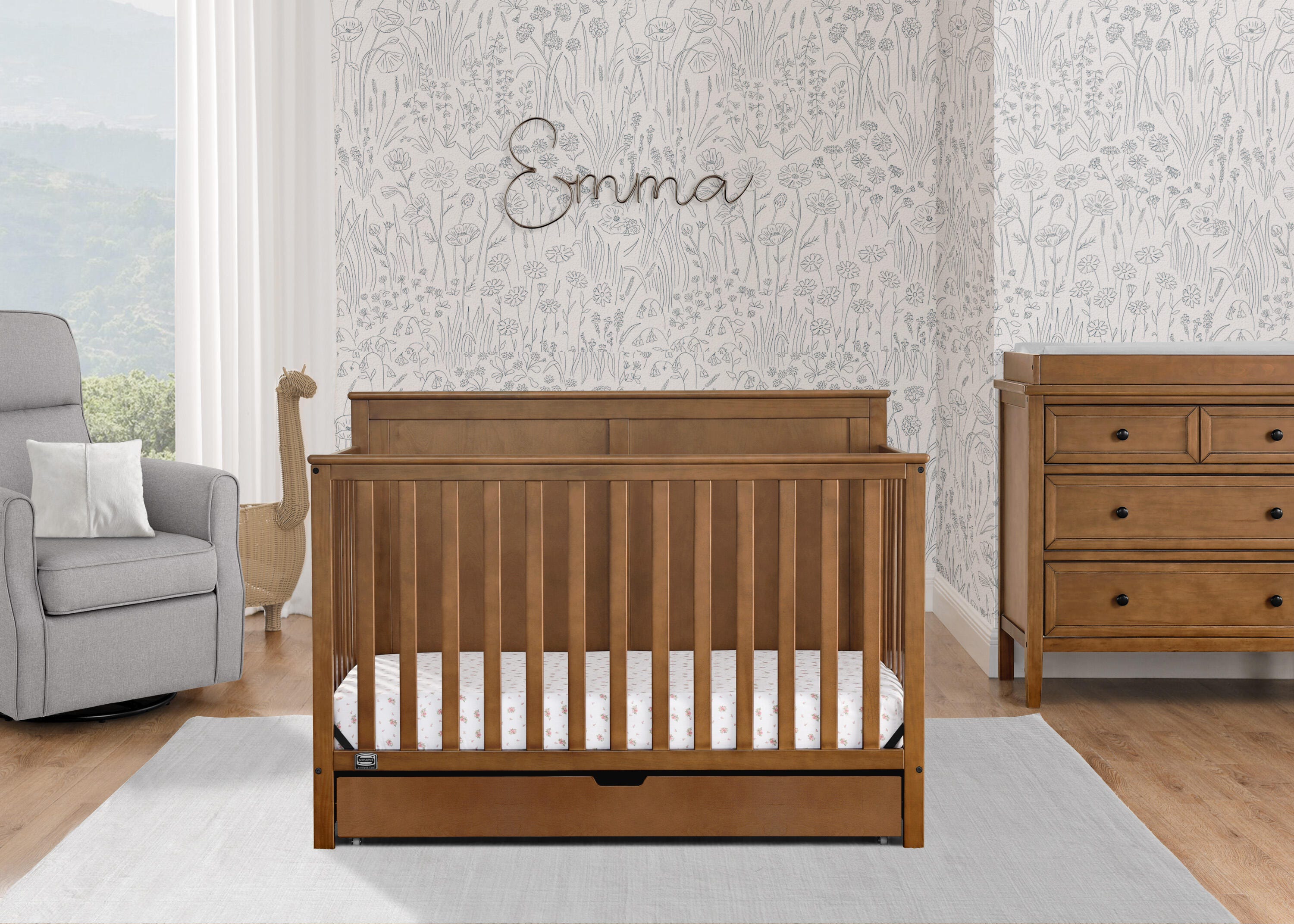 Simmons Kids Logan 6-in-1 Convertible Crib with Storage Drawer