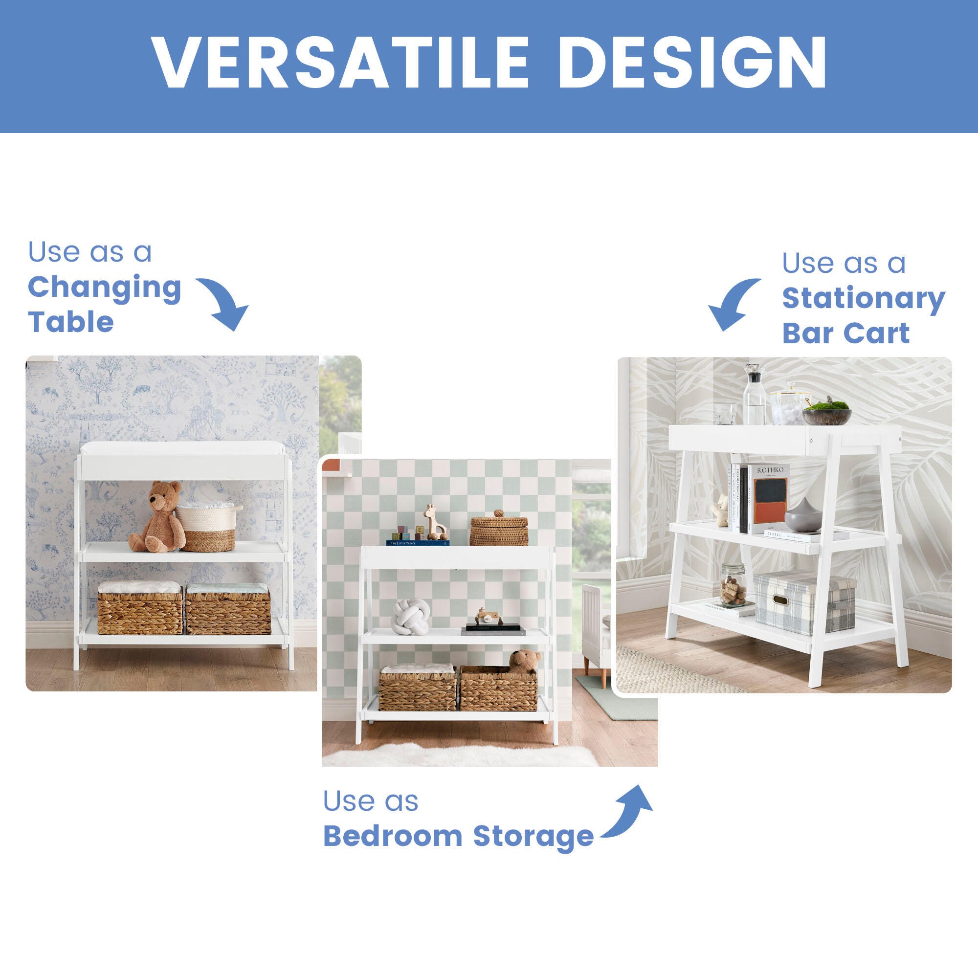 Delta Children Scout Changing Table, Bianca White, large