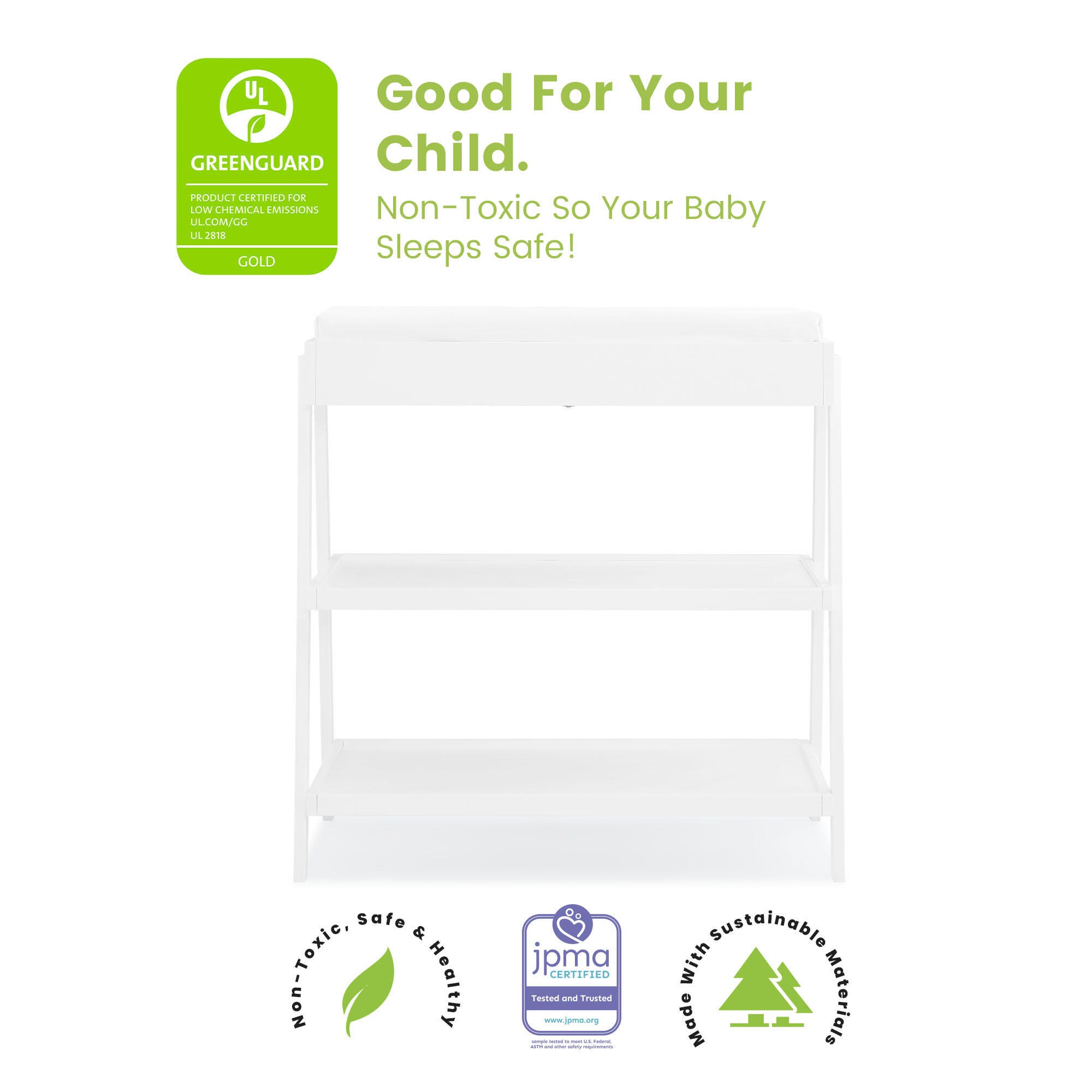 Delta Children Scout Changing Table, Bianca White, large