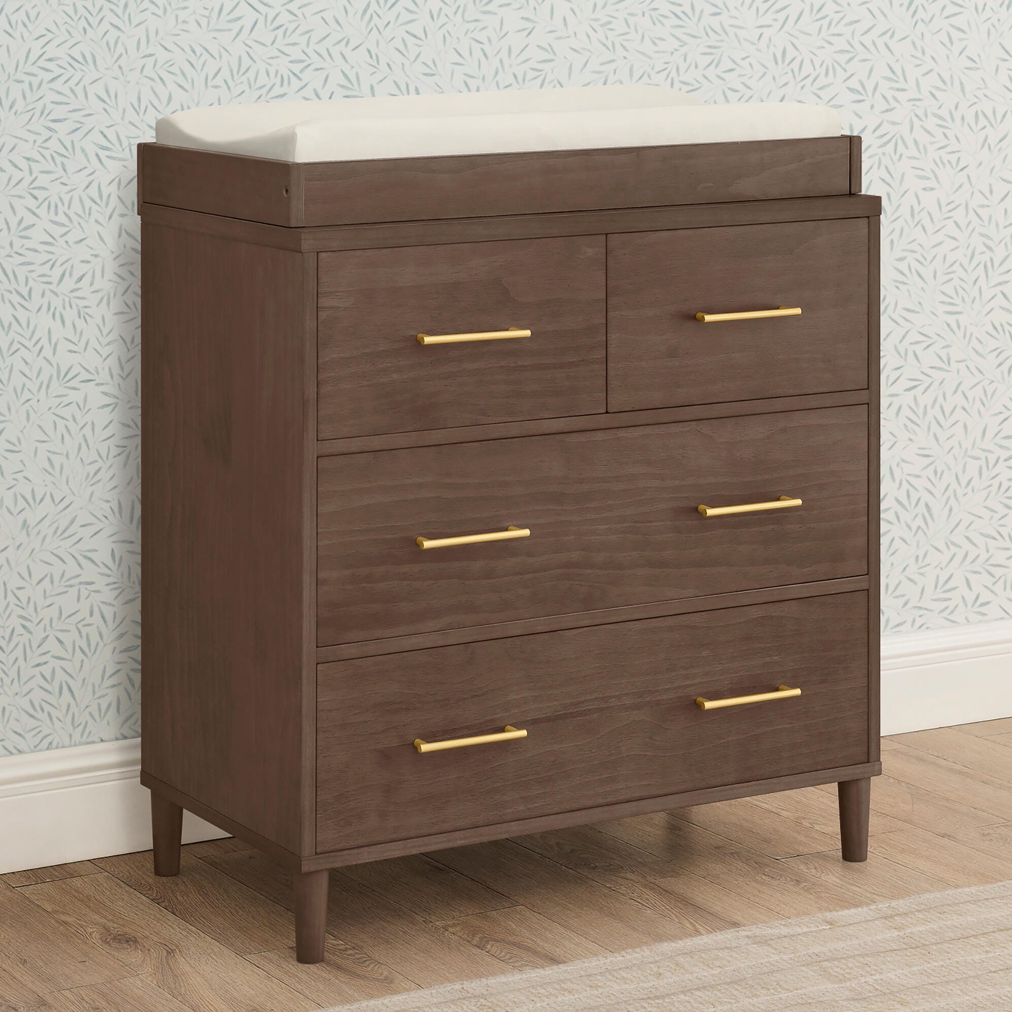 Delta Children Classic 4 Drawer Dresser with Changing Top, Teak Brown