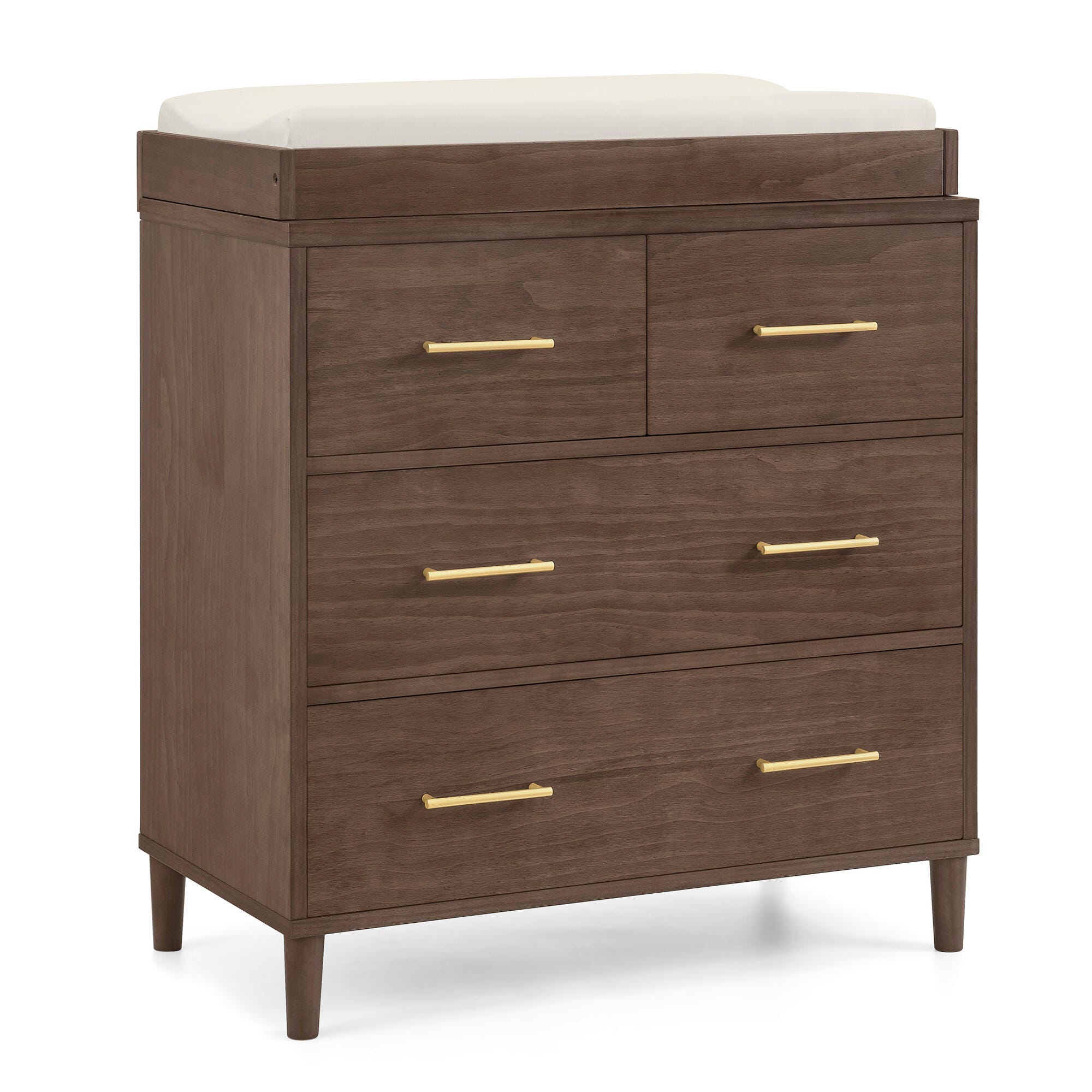 Delta Children Classic 4 Drawer Dresser with Changing Top, Teak Brown, large