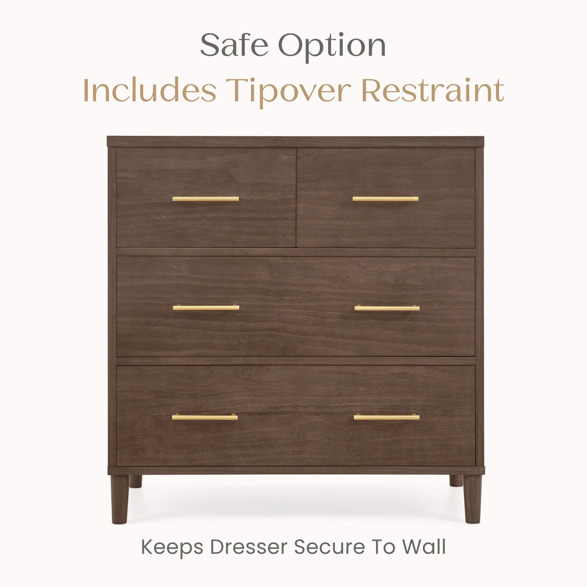 Delta Children Classic 4 Drawer Dresser with Changing Top, Teak Brown, large