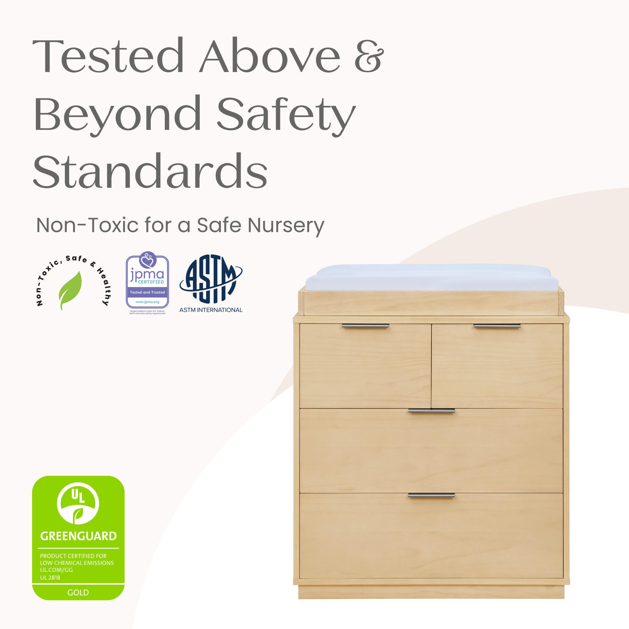 Delta Children 4 Drawer Dresser with Changing Table, Sandstone, large