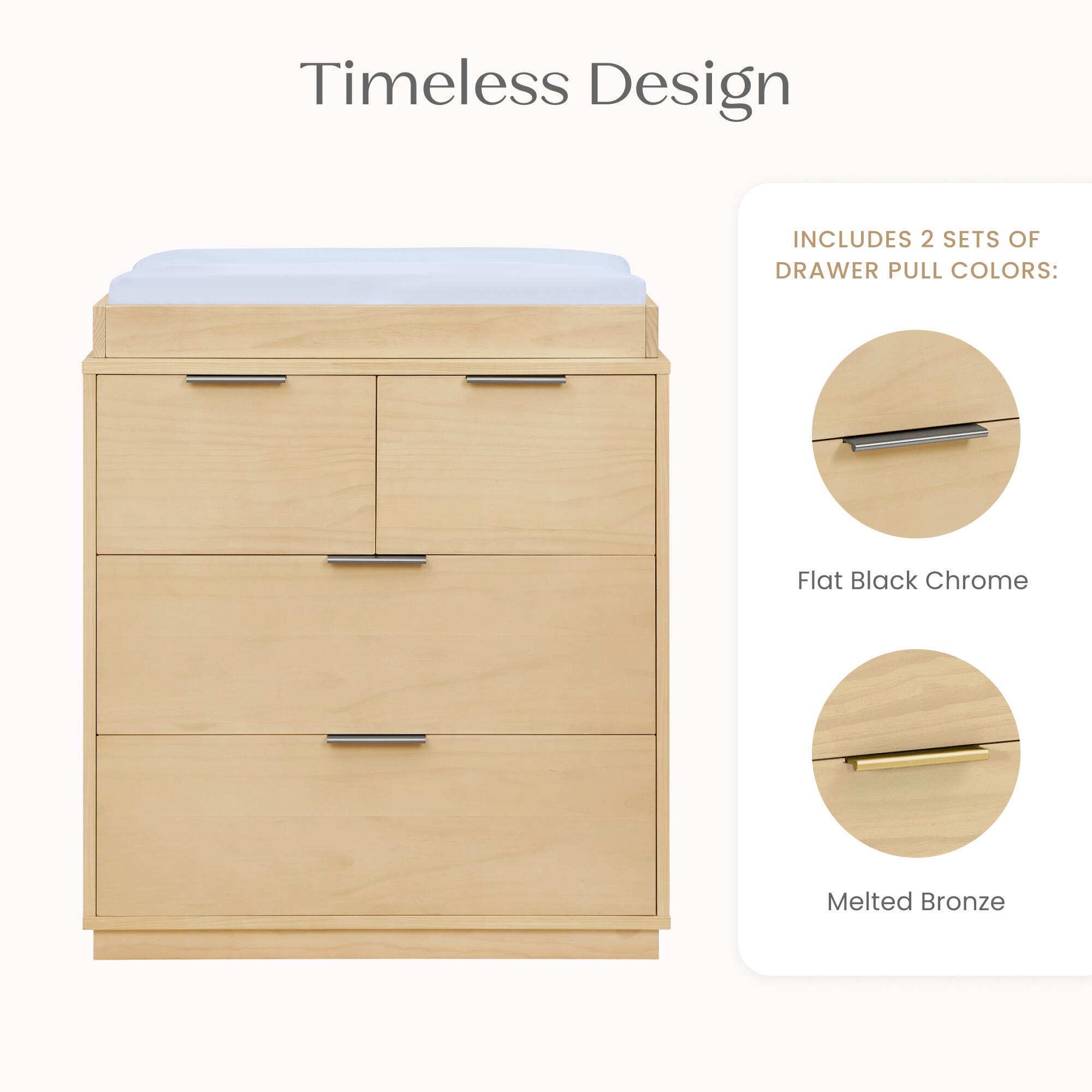Delta Children 4 Drawer Dresser with Changing Table, Sandstone, large