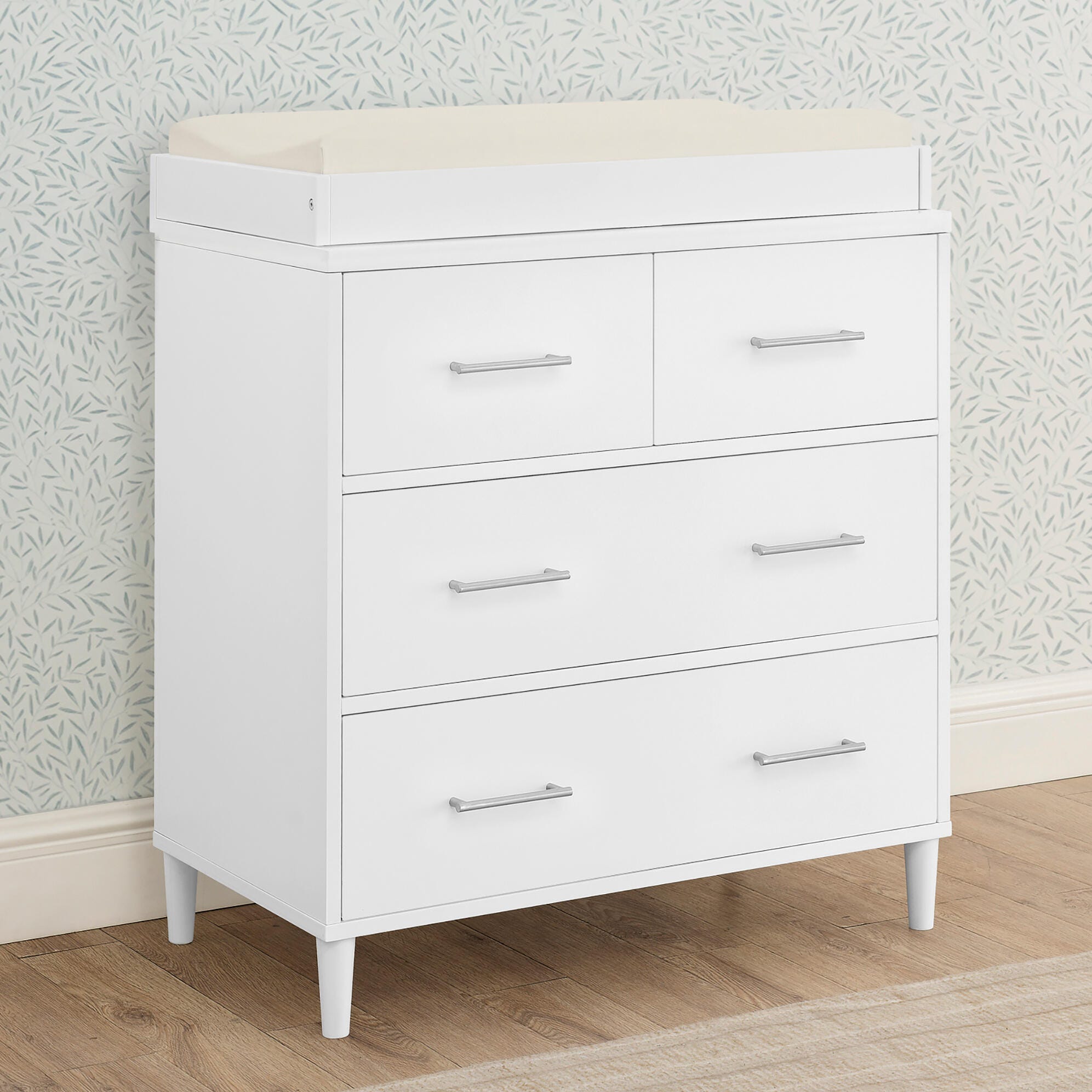 Delta Children Classic 4 Drawer Dresser with Changing Top, Bianca White