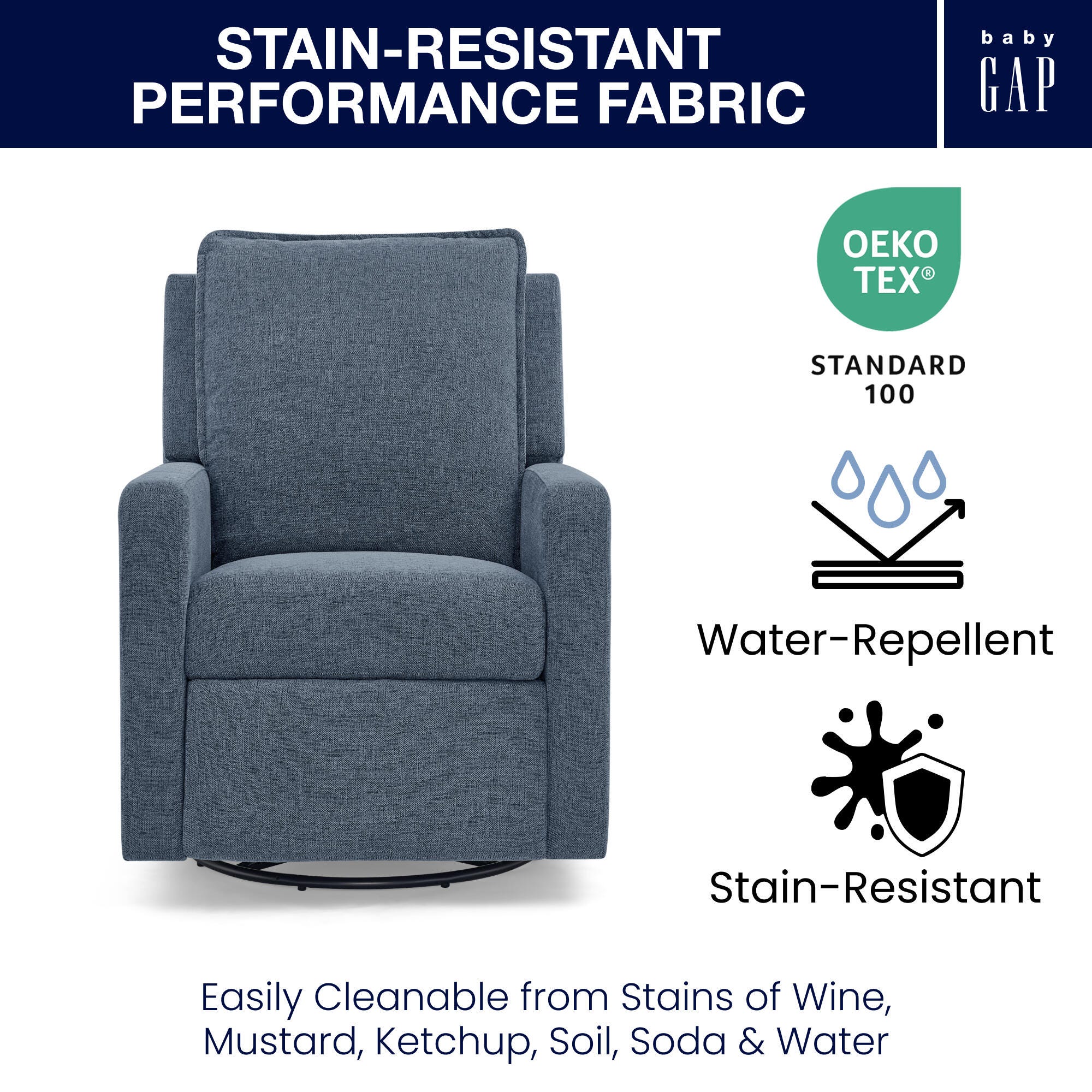 babyGap by Delta Children Harlowe Charging Power Recliner, Slate, large