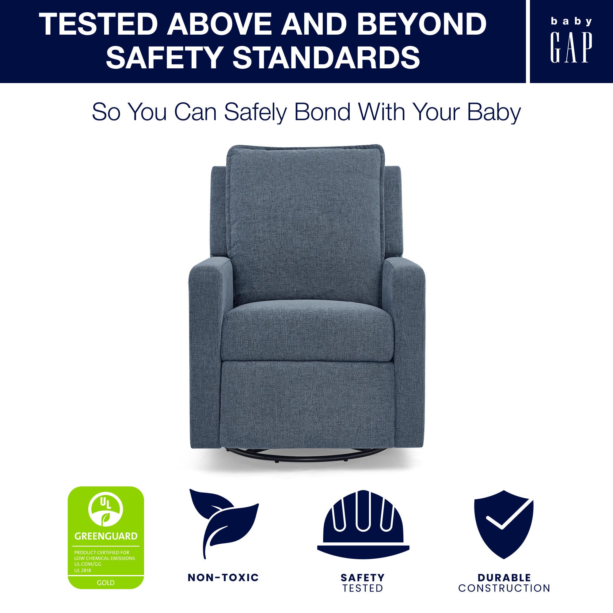 babyGap by Delta Children Harlowe Charging Power Recliner, Slate, large