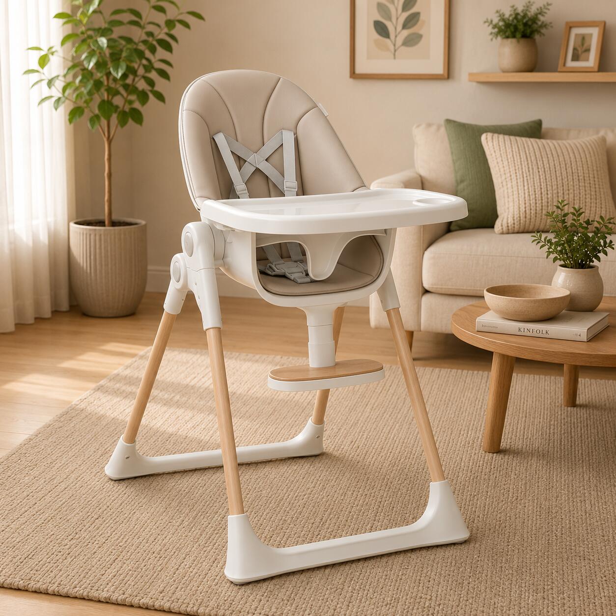 Delta Children Duet 2-in-1 Convertible High Chair, Taupe