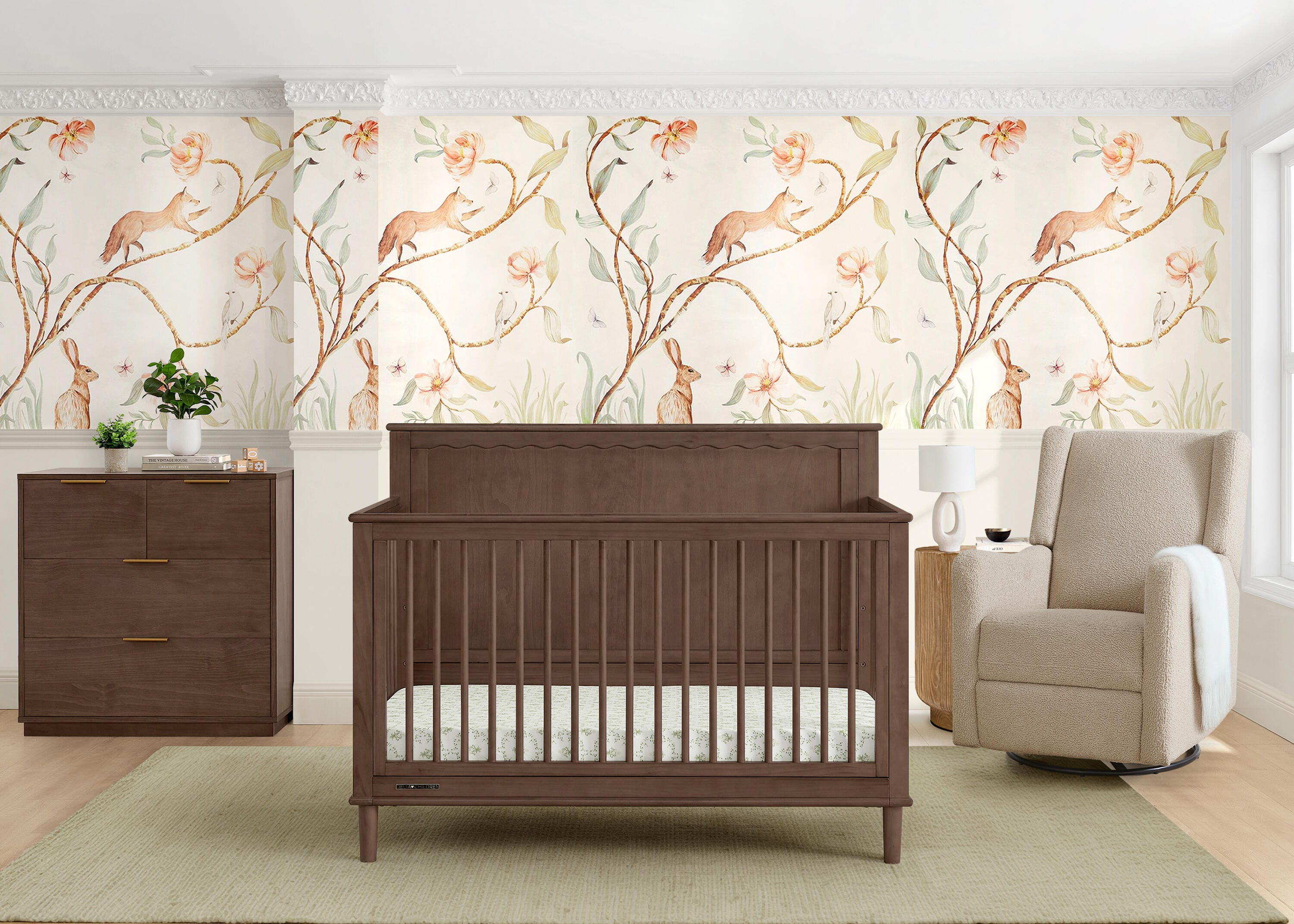Delta Children Penelope 6-in-1 Convertible Crib, Teak Brown, large