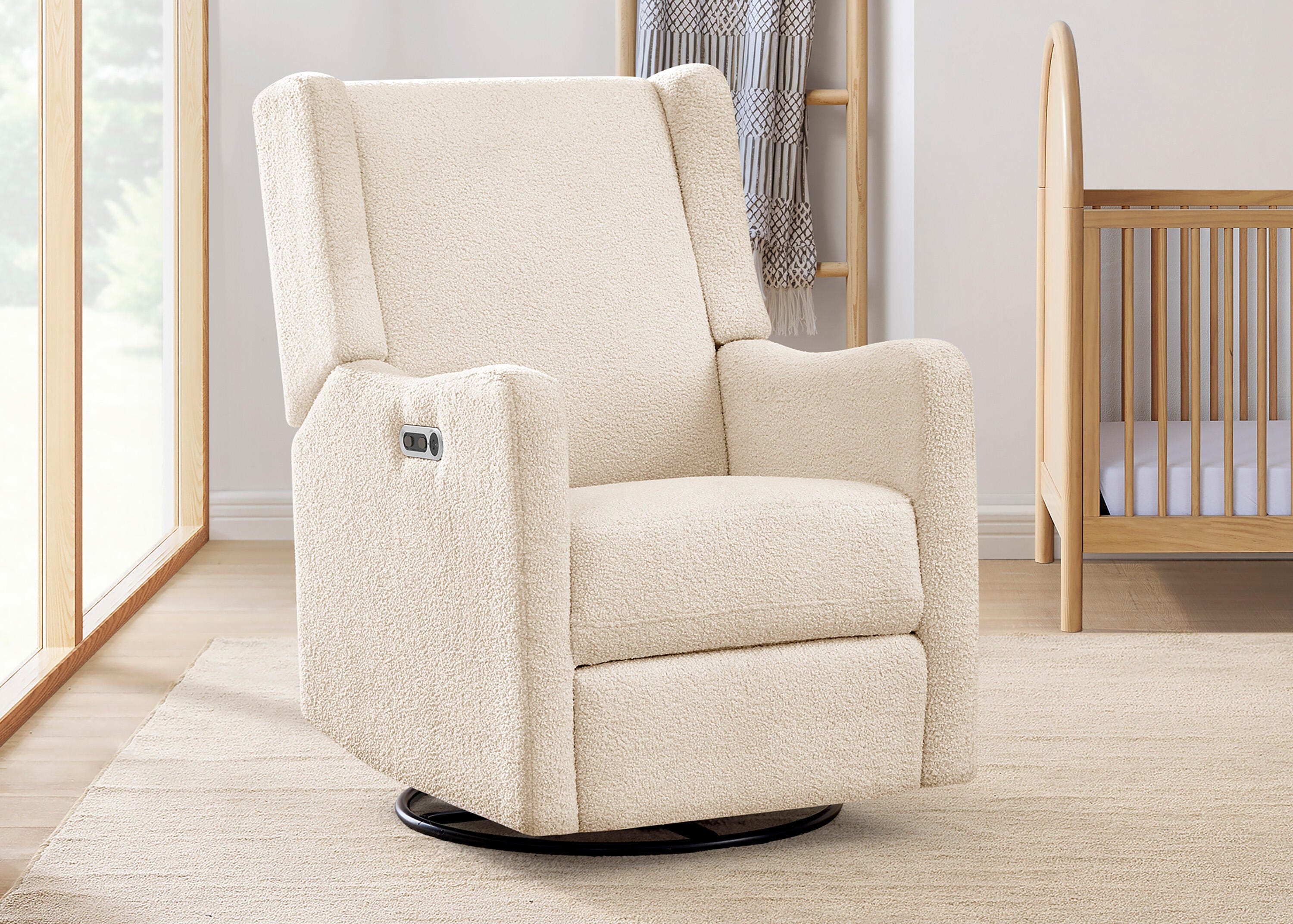 Delta Children Mercer Swivel Glider Power Recliner, Shell, rollover