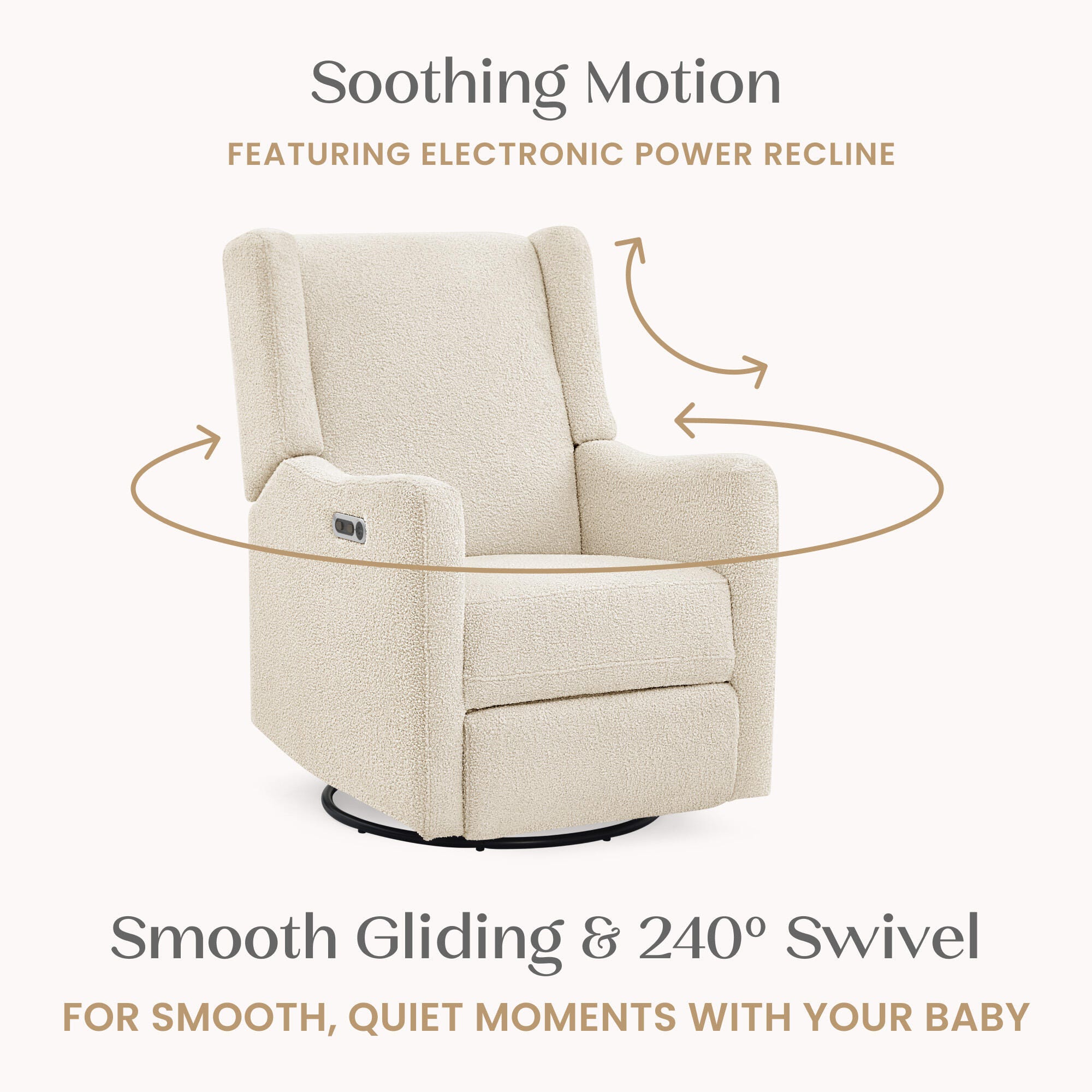 Delta Children Mercer Swivel Glider Power Recliner, Shell, large