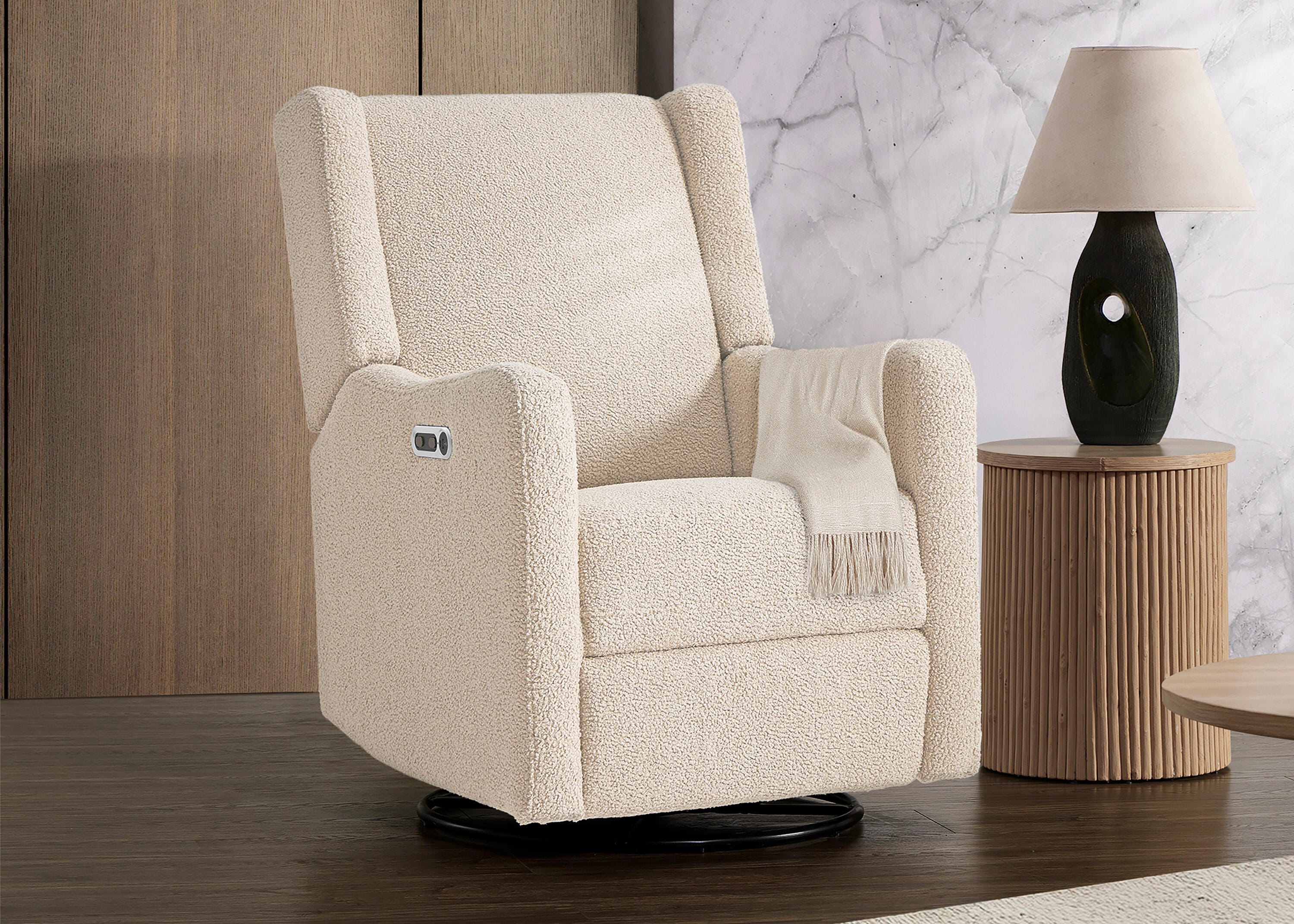 Delta Children Mercer Swivel Glider Power Recliner, Shell, large