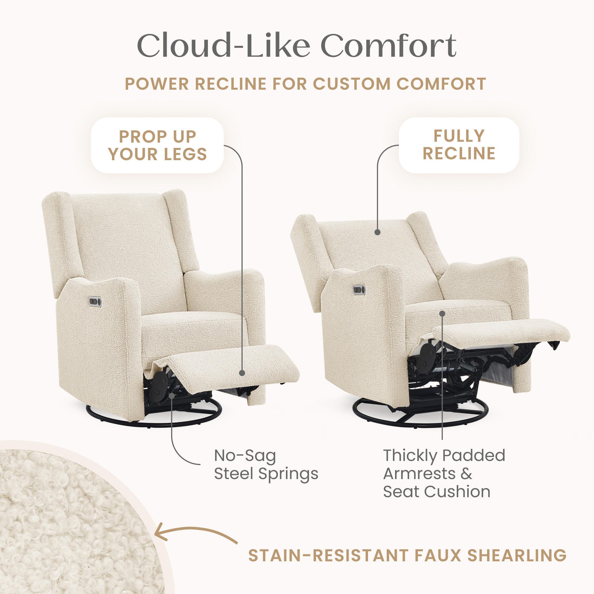 Delta Children Mercer Swivel Glider Power Recliner, Shell, large