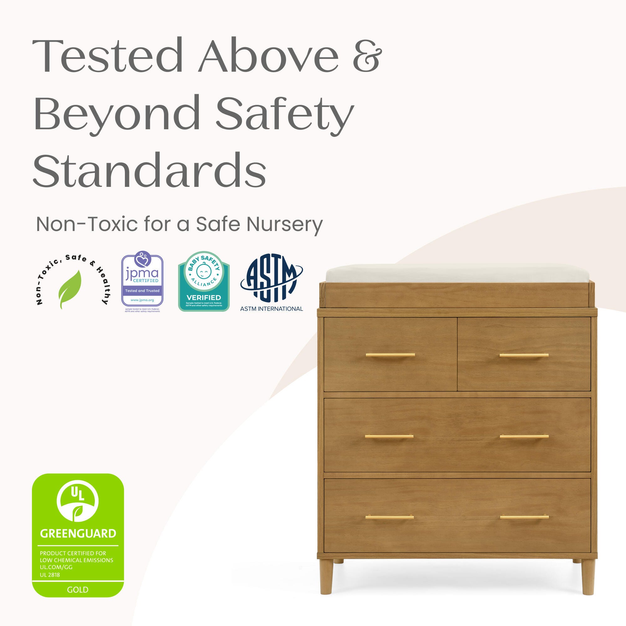 Delta Children Classic 4 Drawer Dresser with Changing Top, Acorn, large
