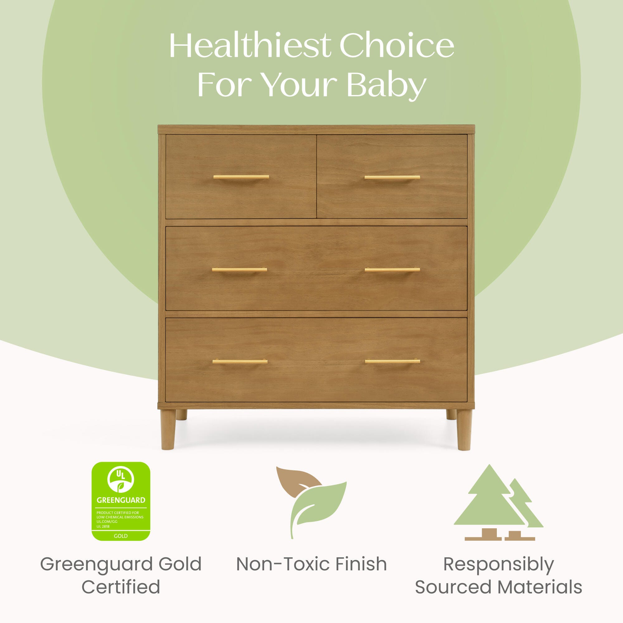 Delta Children Classic 4 Drawer Dresser with Changing Top, Acorn, large