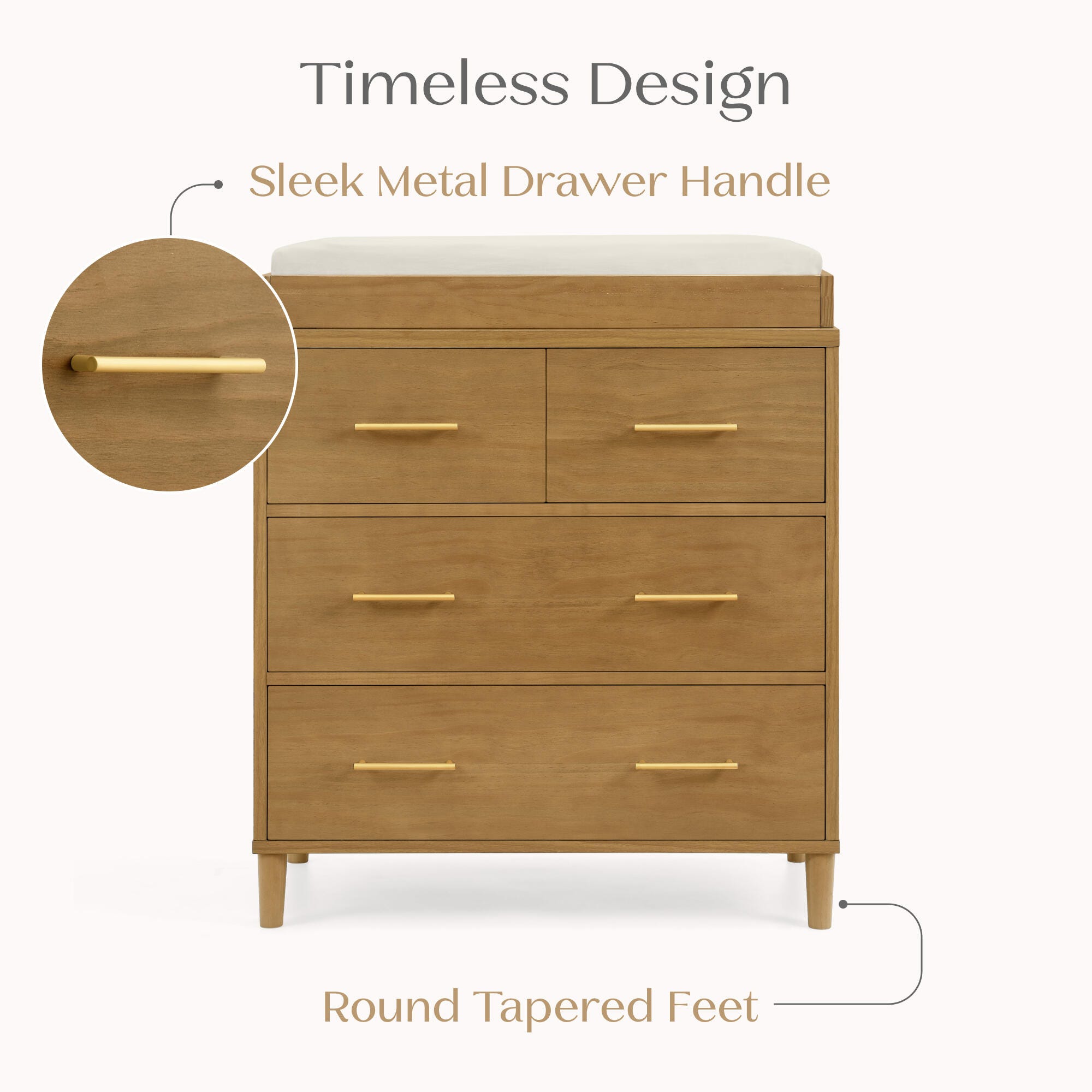 Delta Children Classic 4 Drawer Dresser with Changing Top, Acorn, large