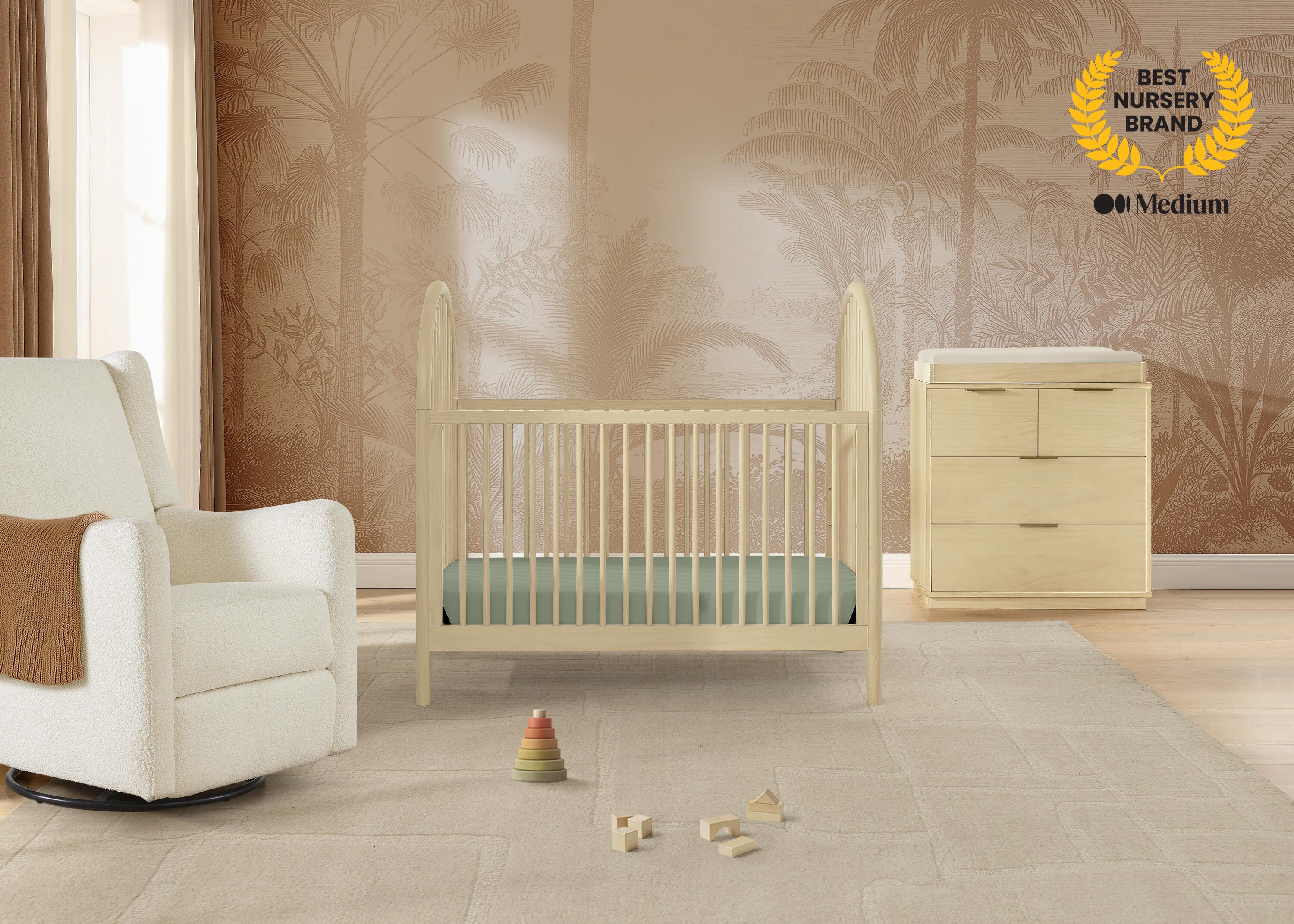 Delta Children Cannon 4-in-1 Convertible Crib, Sandstone, large