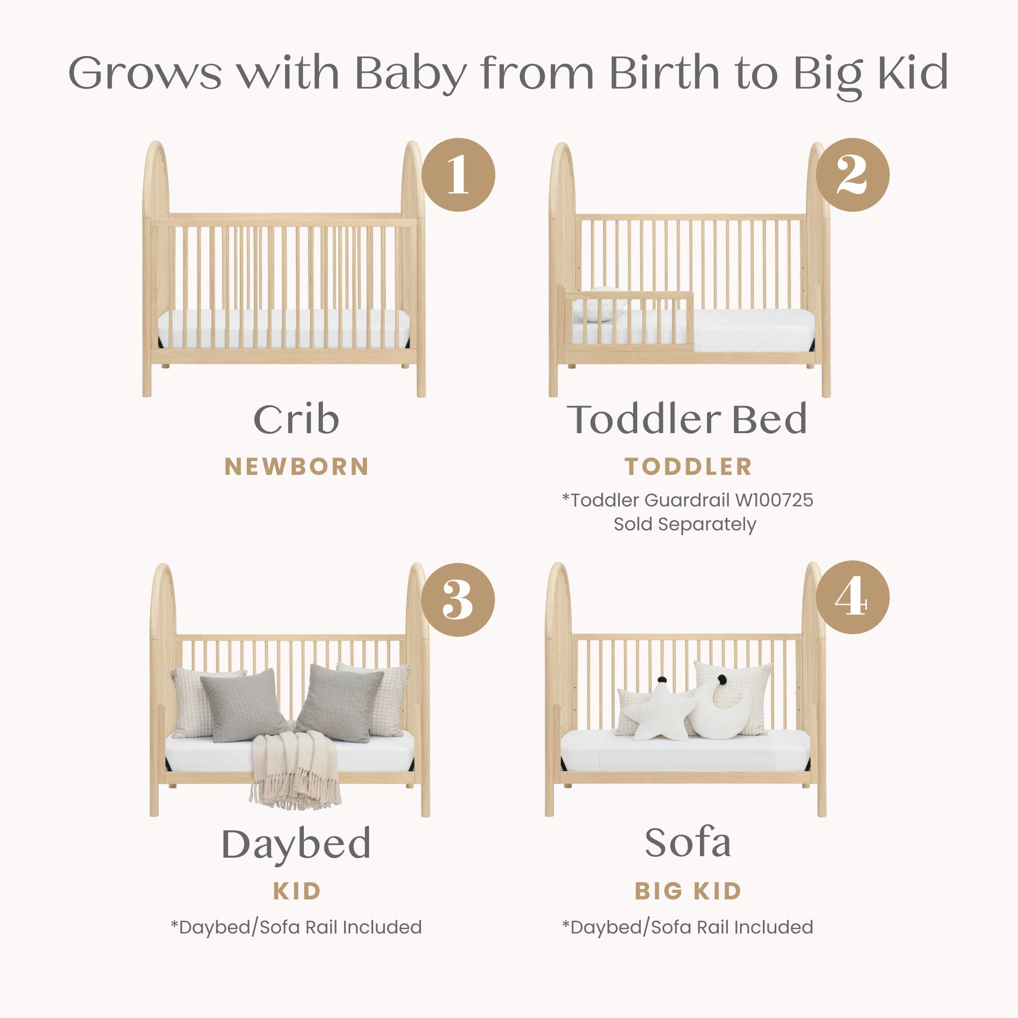 Delta Children Cannon 4-in-1 Convertible Crib, Sandstone, large