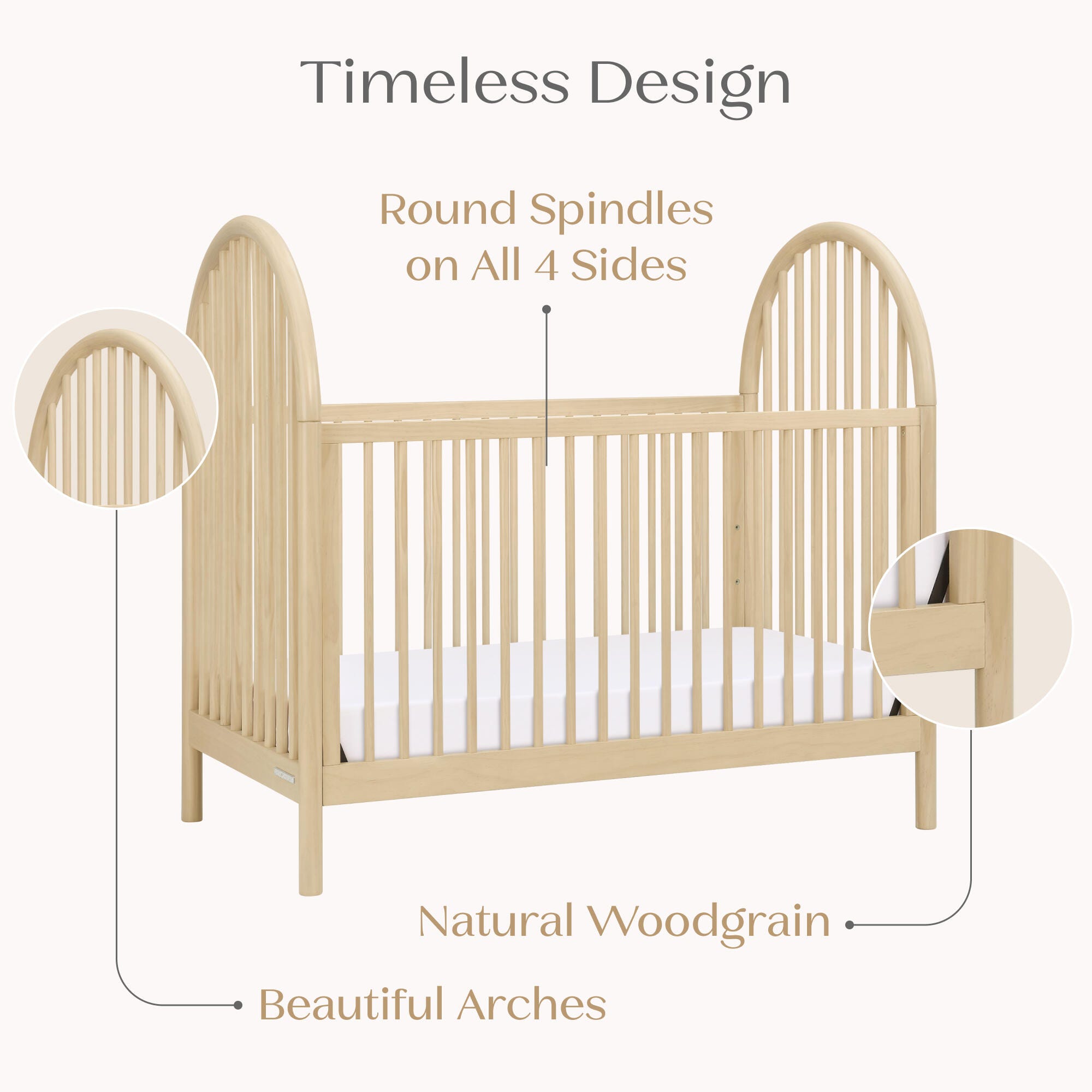 Delta Children Cannon 4-in-1 Convertible Crib, Sandstone, large