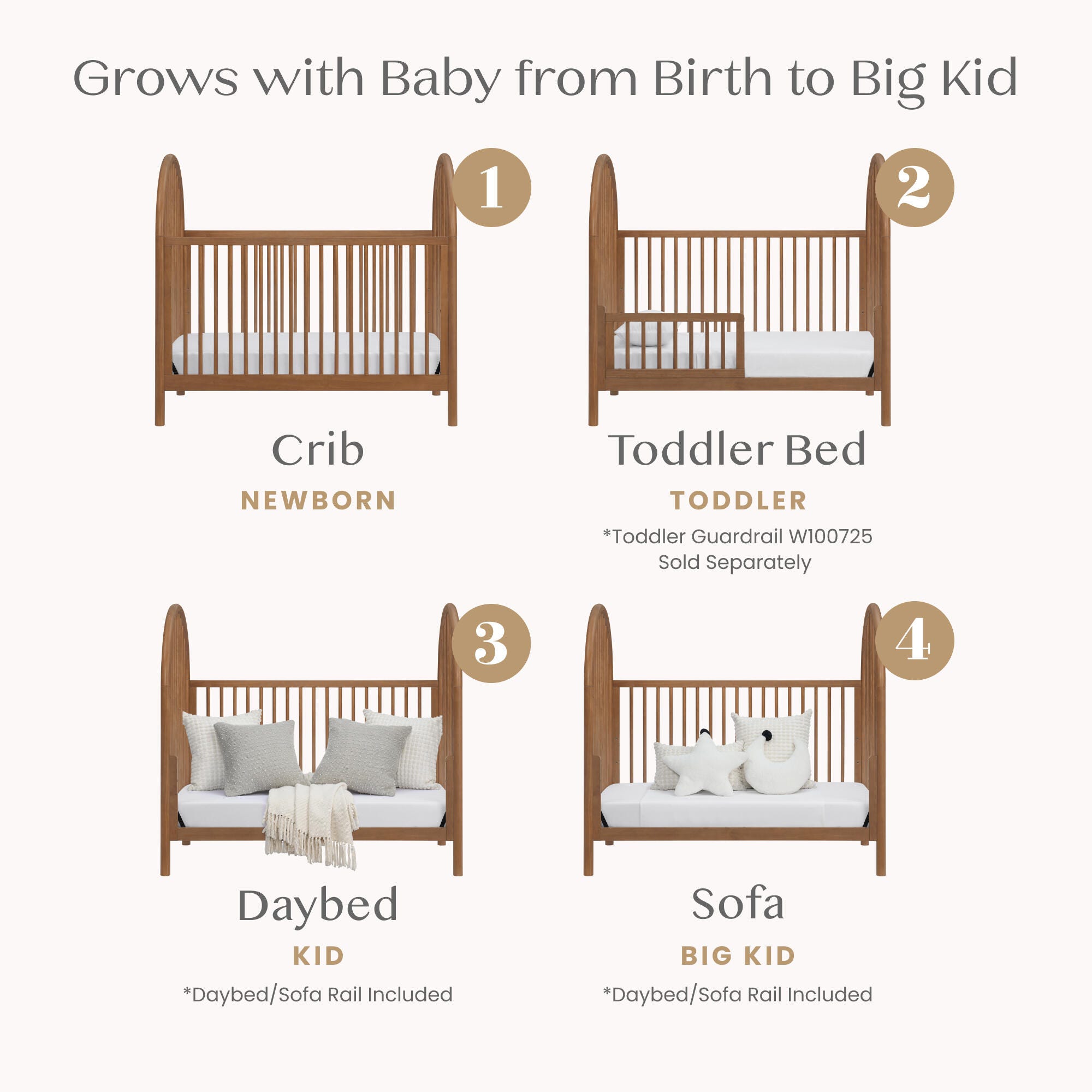 Delta Children Cannon 4-in-1 Convertible Crib, Chestnut, large