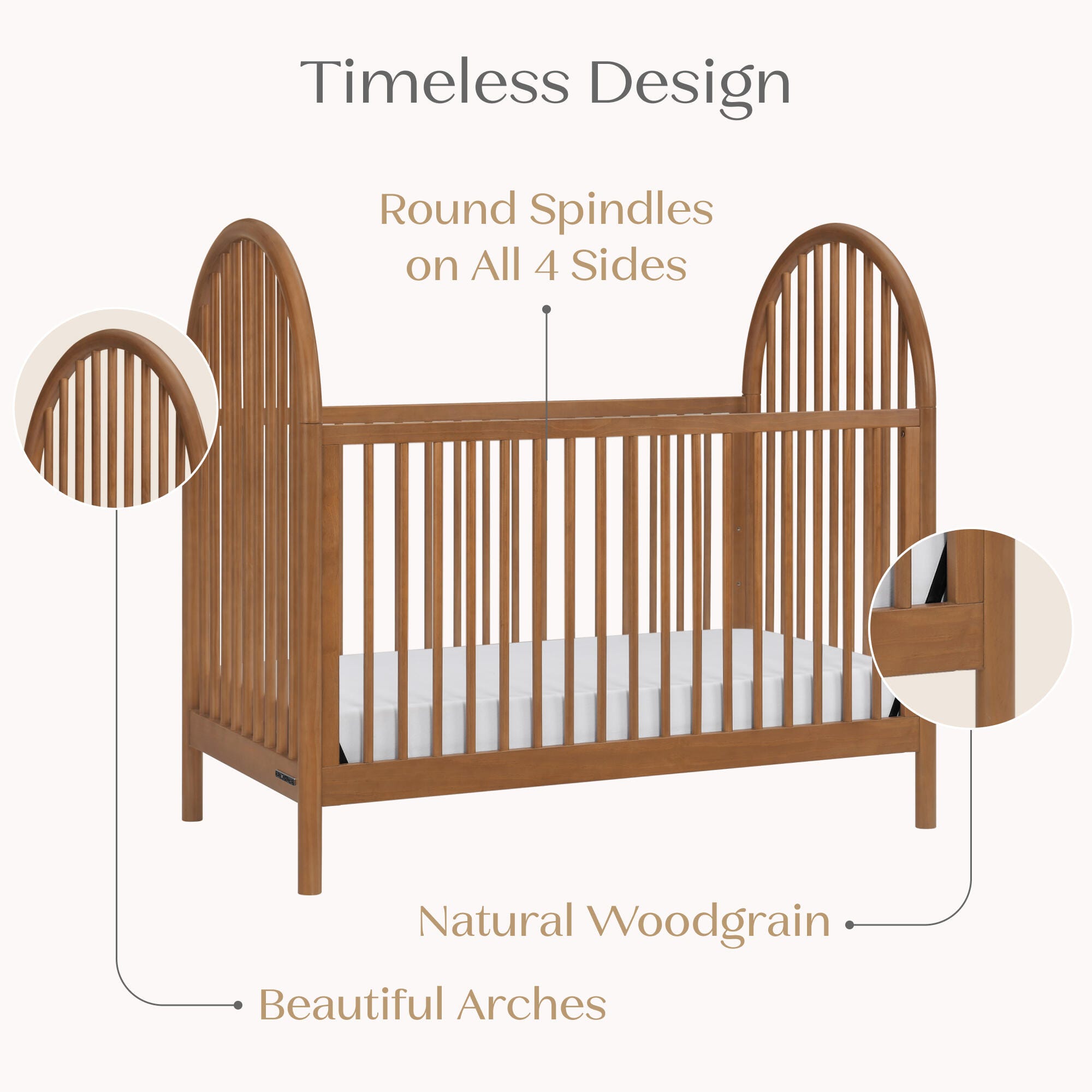 Delta Children Cannon 4-in-1 Convertible Crib, Chestnut, large