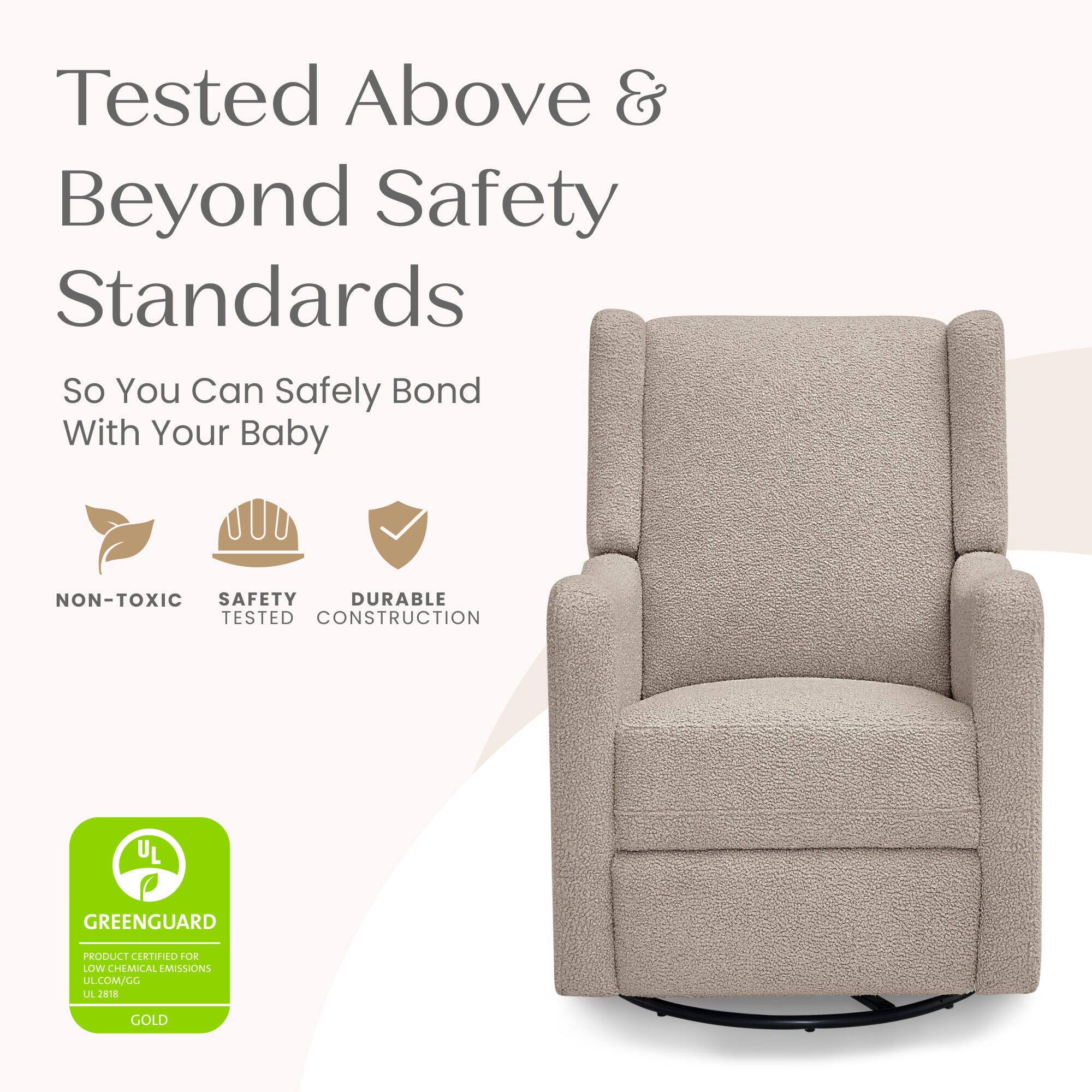 Delta Children Mercer Swivel Glider Power Recliner, Sand, large