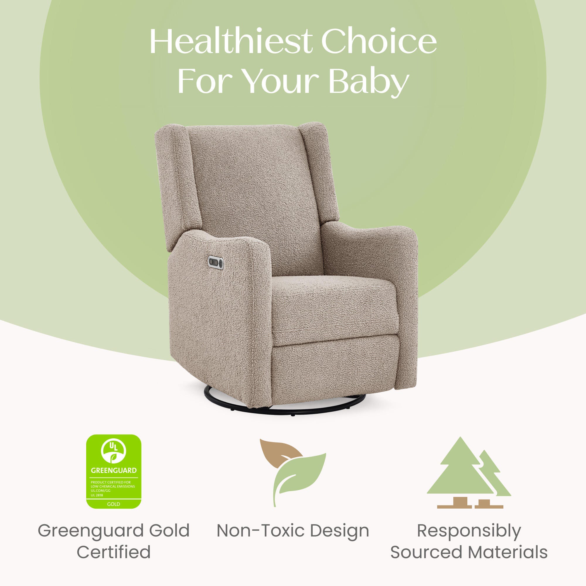 Delta Children Mercer Swivel Glider Power Recliner, Sand, large