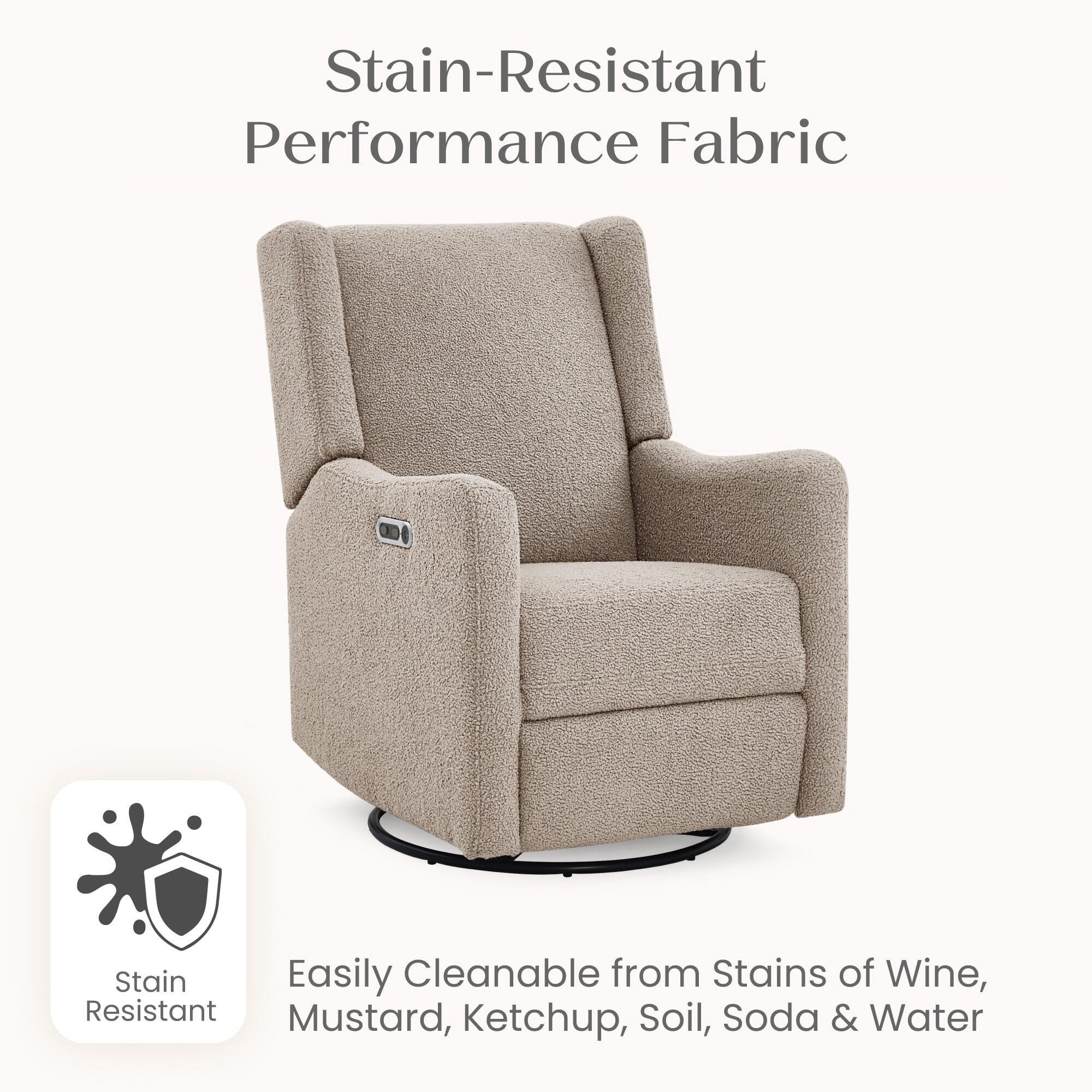 Delta Children Mercer Swivel Glider Power Recliner, Sand, large