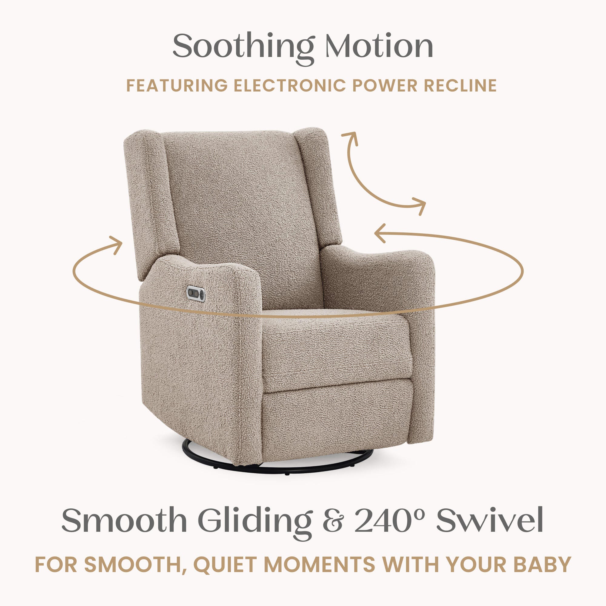 Delta Children Mercer Swivel Glider Power Recliner, Sand, large