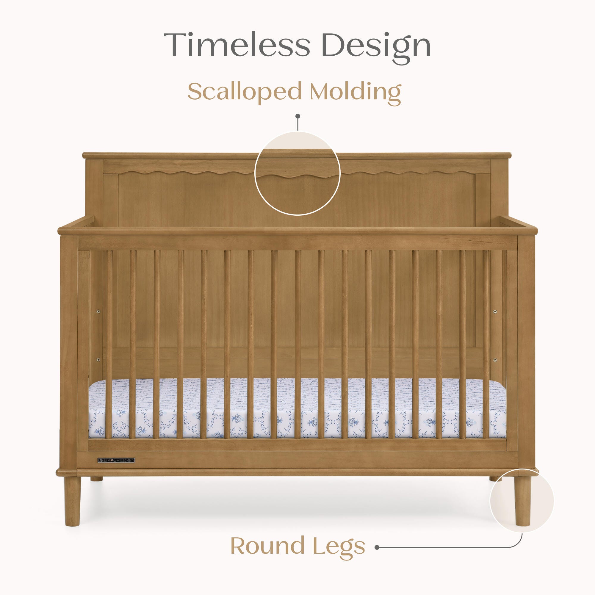 Delta Children Penelope 6-in-1 Convertible Crib, Acorn, large