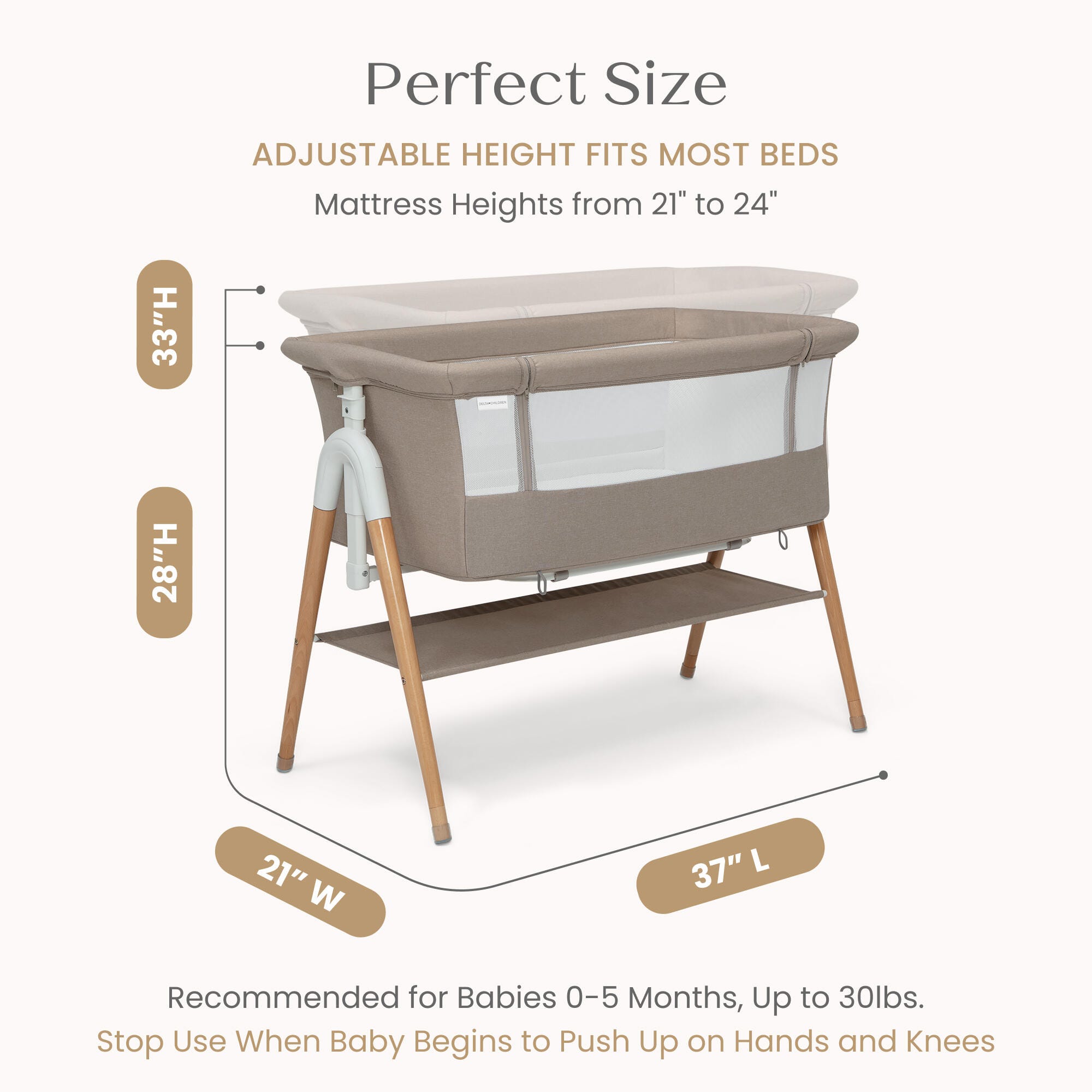 Delta Children Bondi Adjustable Bassinet, , large