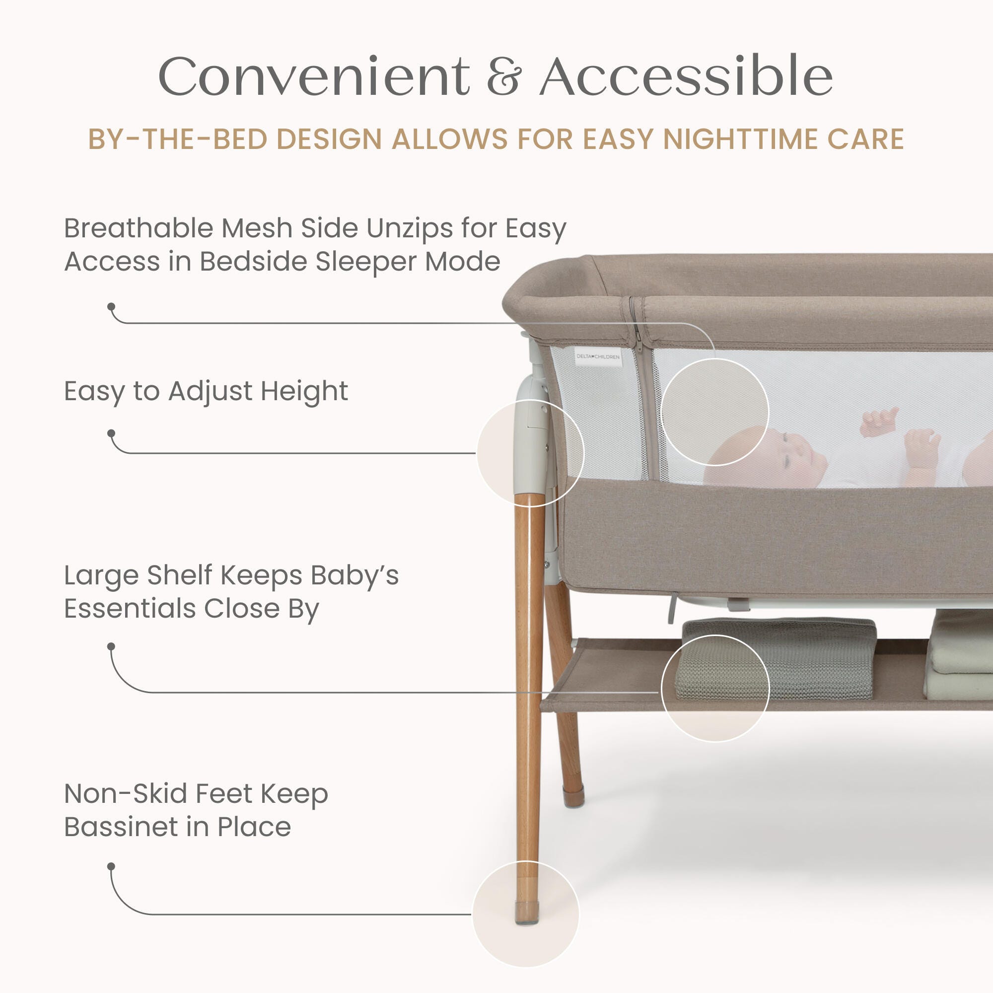 Delta Children Bondi Adjustable Bassinet, , large