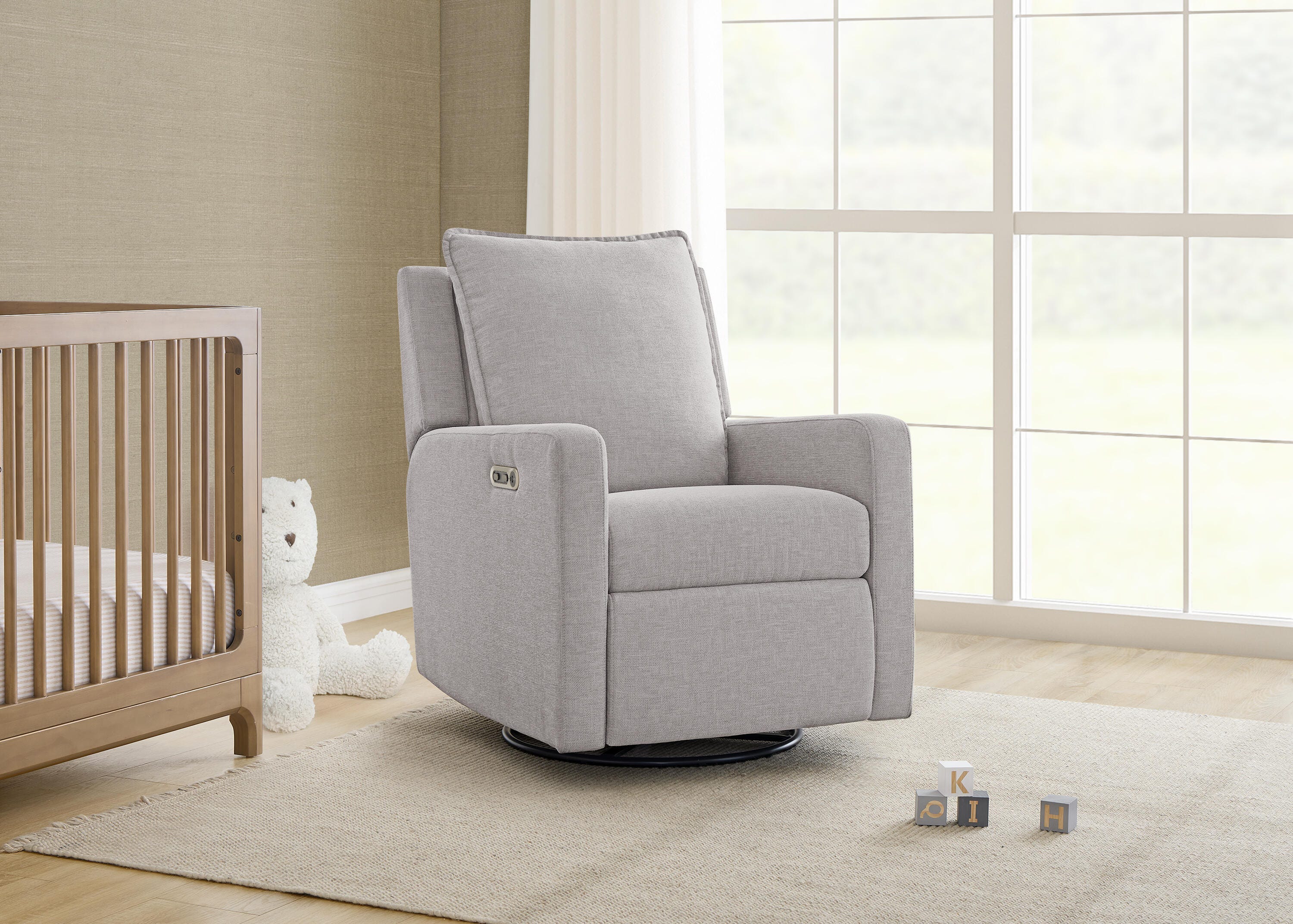 babyGap by Delta Children Harlowe Charging Power Recliner, Ash