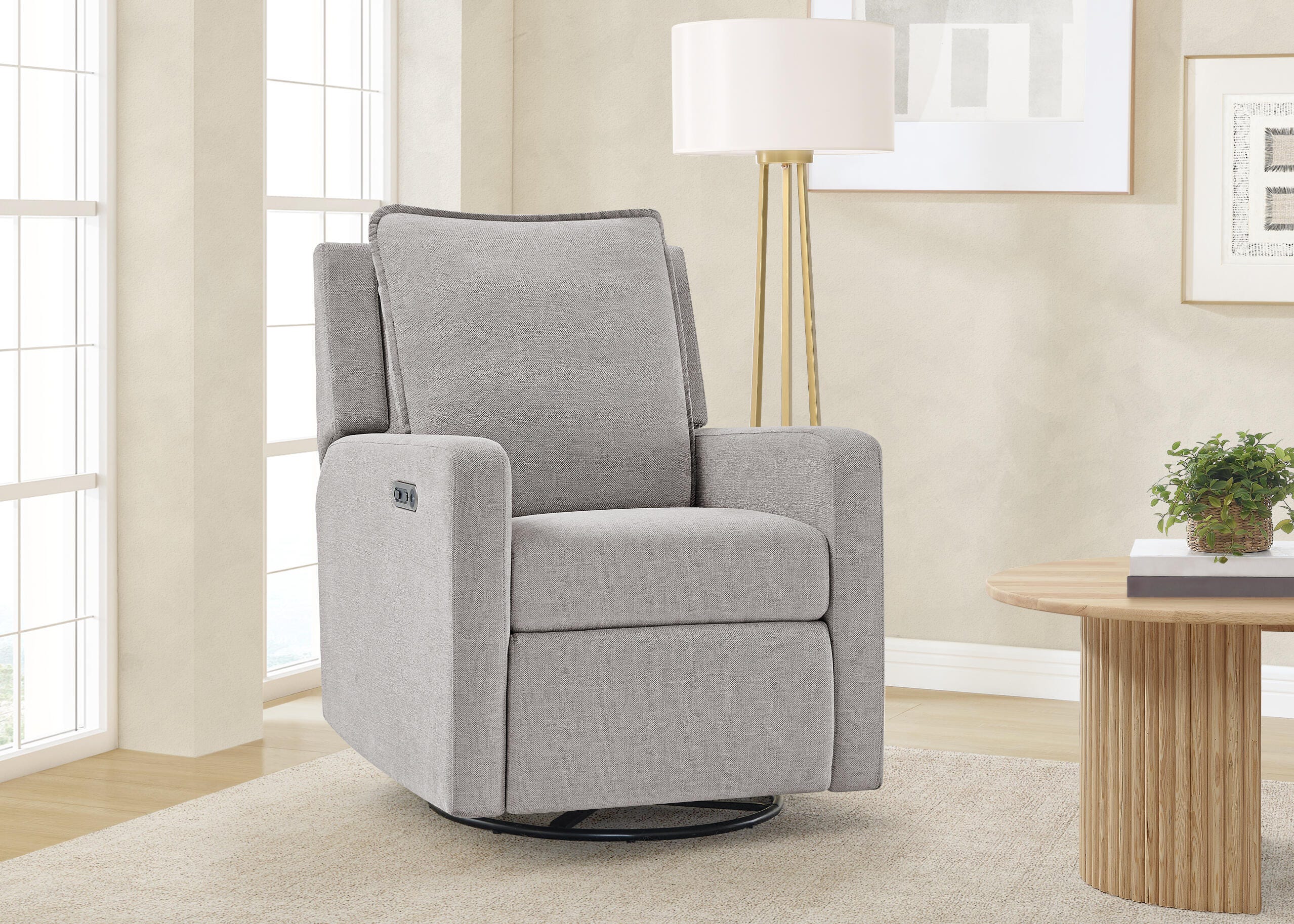 babyGap by Delta Children Harlowe Charging Power Recliner, Ash, large