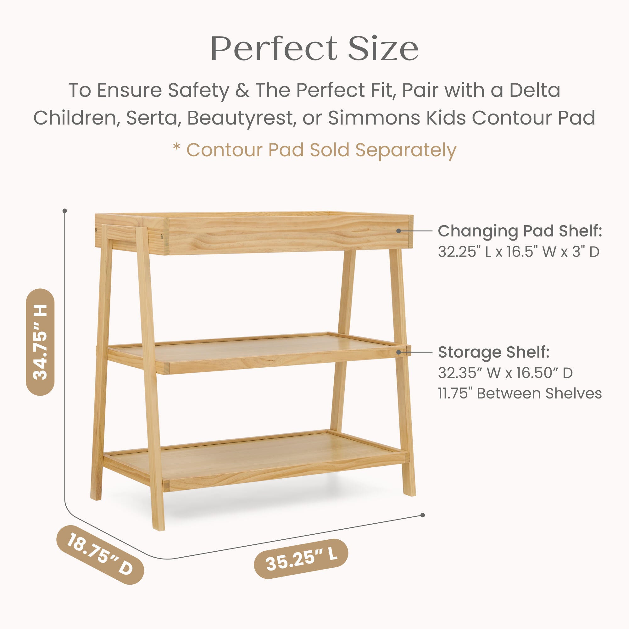 Delta Children Scout Changing Table, Natural, large
