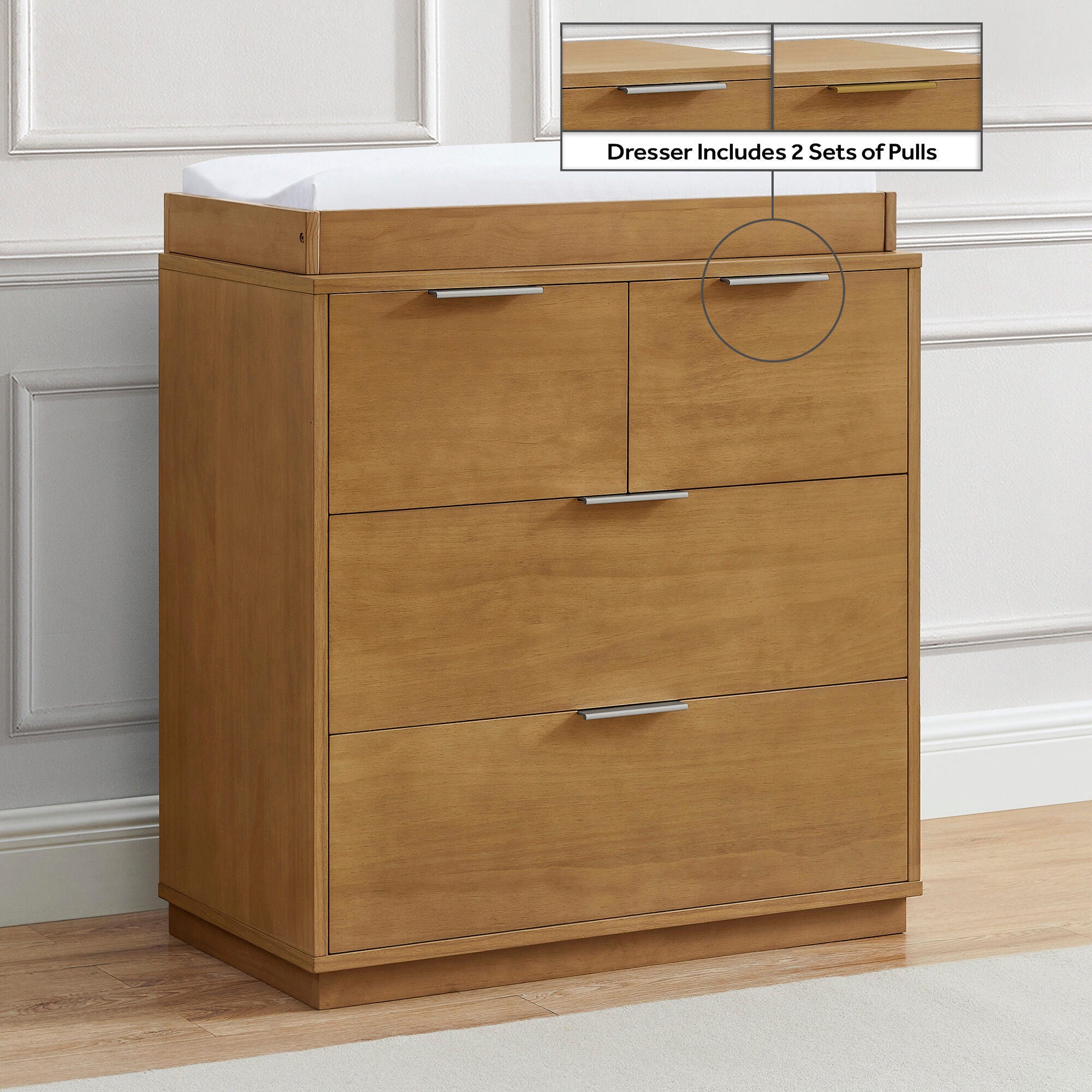 Delta Children Forever 4 Drawer Dresser with Changing Table, Acorn, large