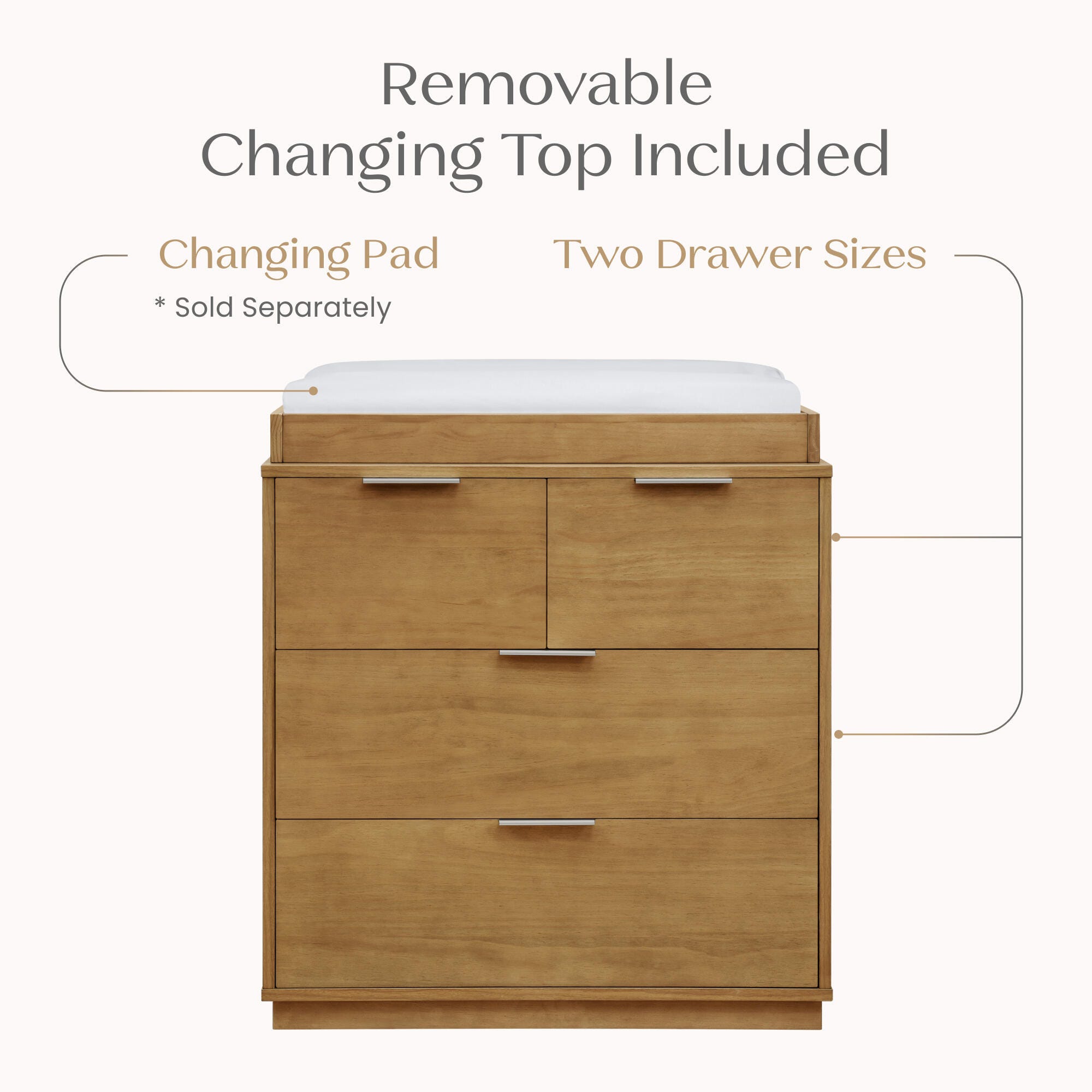 Delta Children Forever 4 Drawer Dresser with Changing Table, Acorn, large