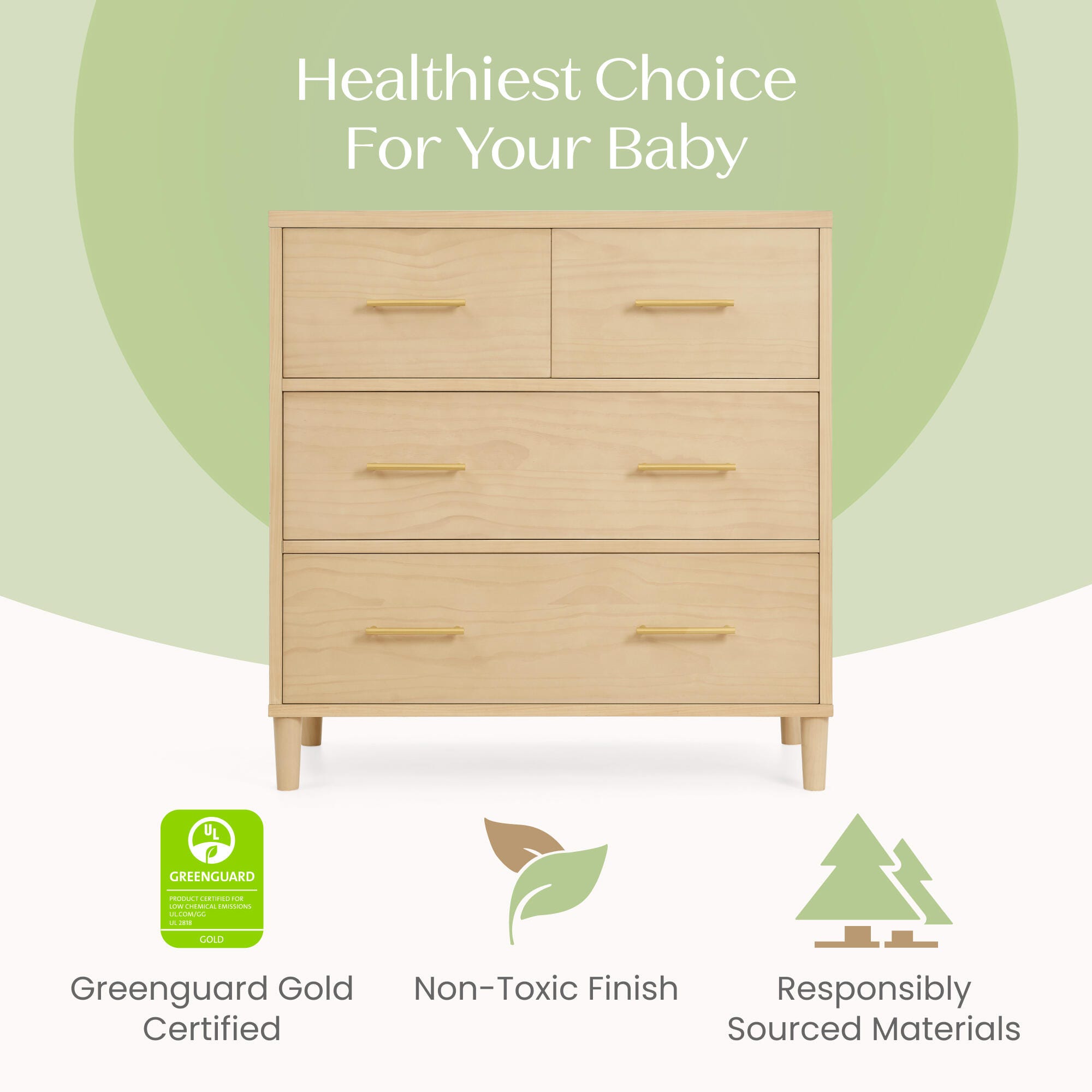 Delta Children Classic 4 Drawer Dresser with Changing Top, Sandstone, large