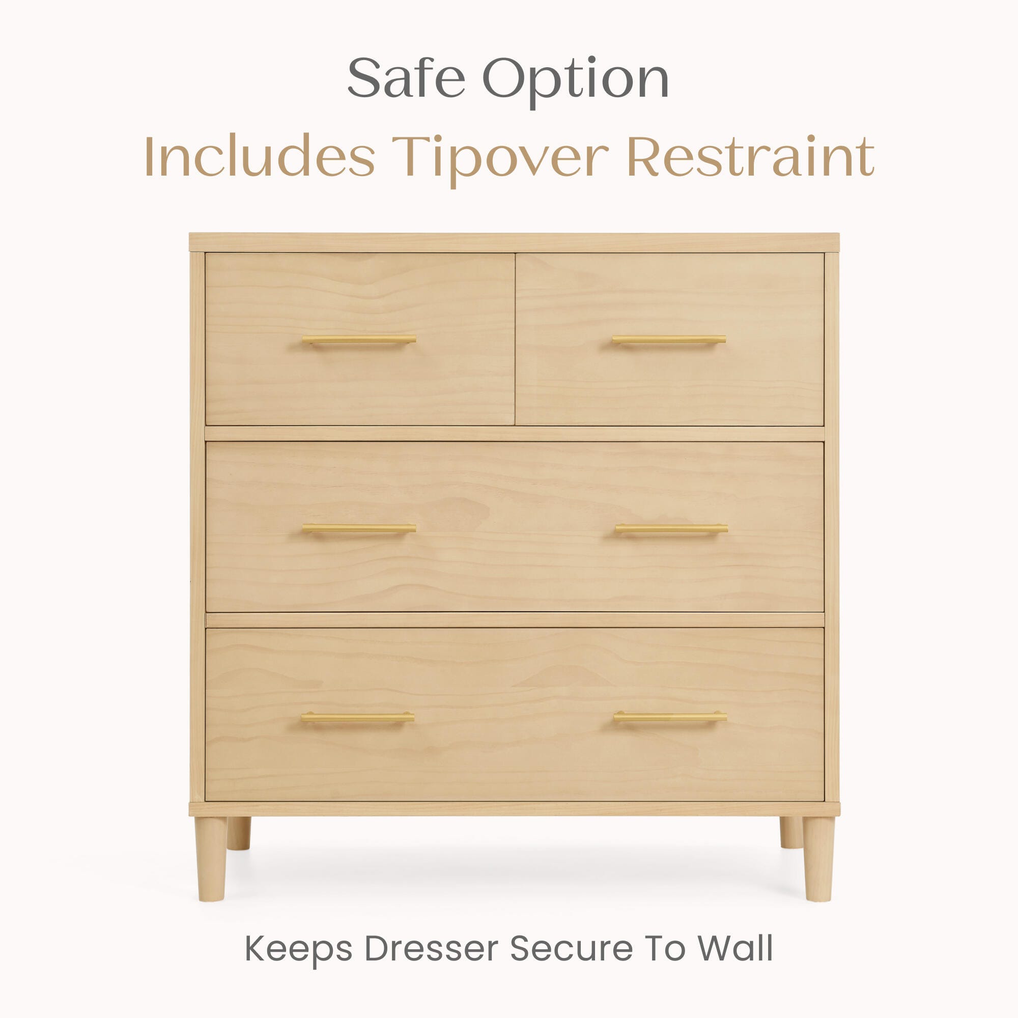 Delta Children Classic 4 Drawer Dresser with Changing Top, Sandstone, large