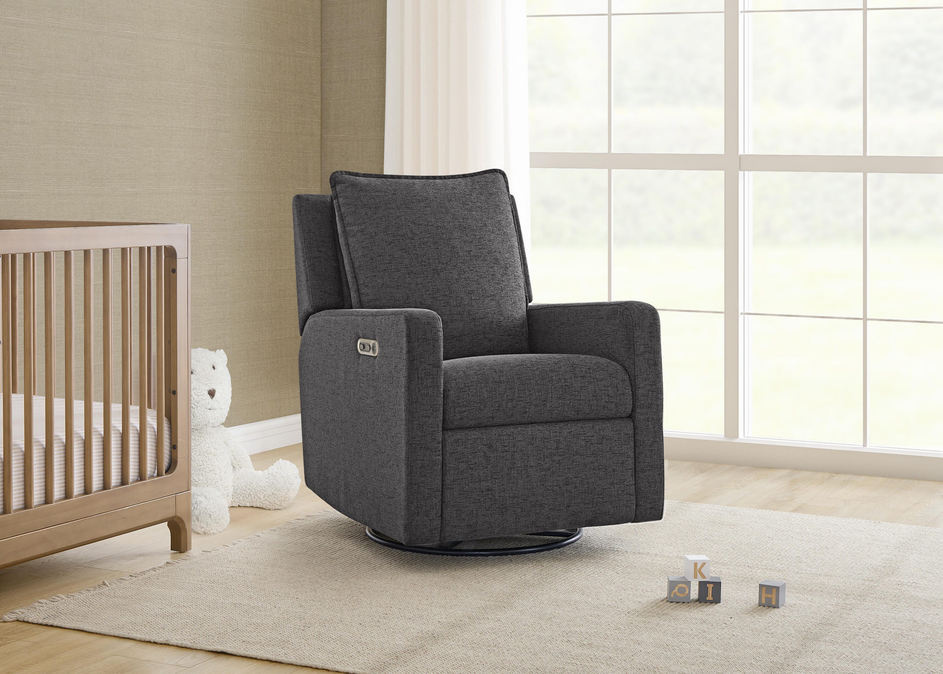 babyGap by Delta Children Harlowe Charging Power Recliner, Charcoal, large