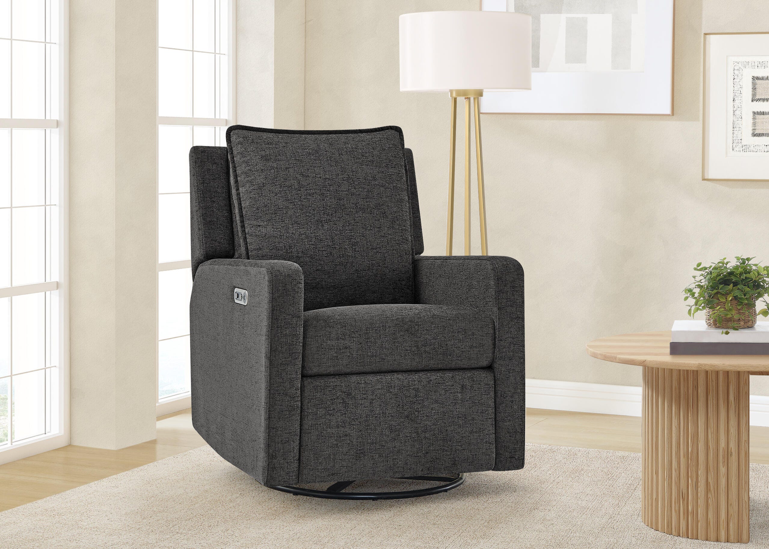 babyGap by Delta Children Harlowe Charging Power Recliner, Charcoal, large