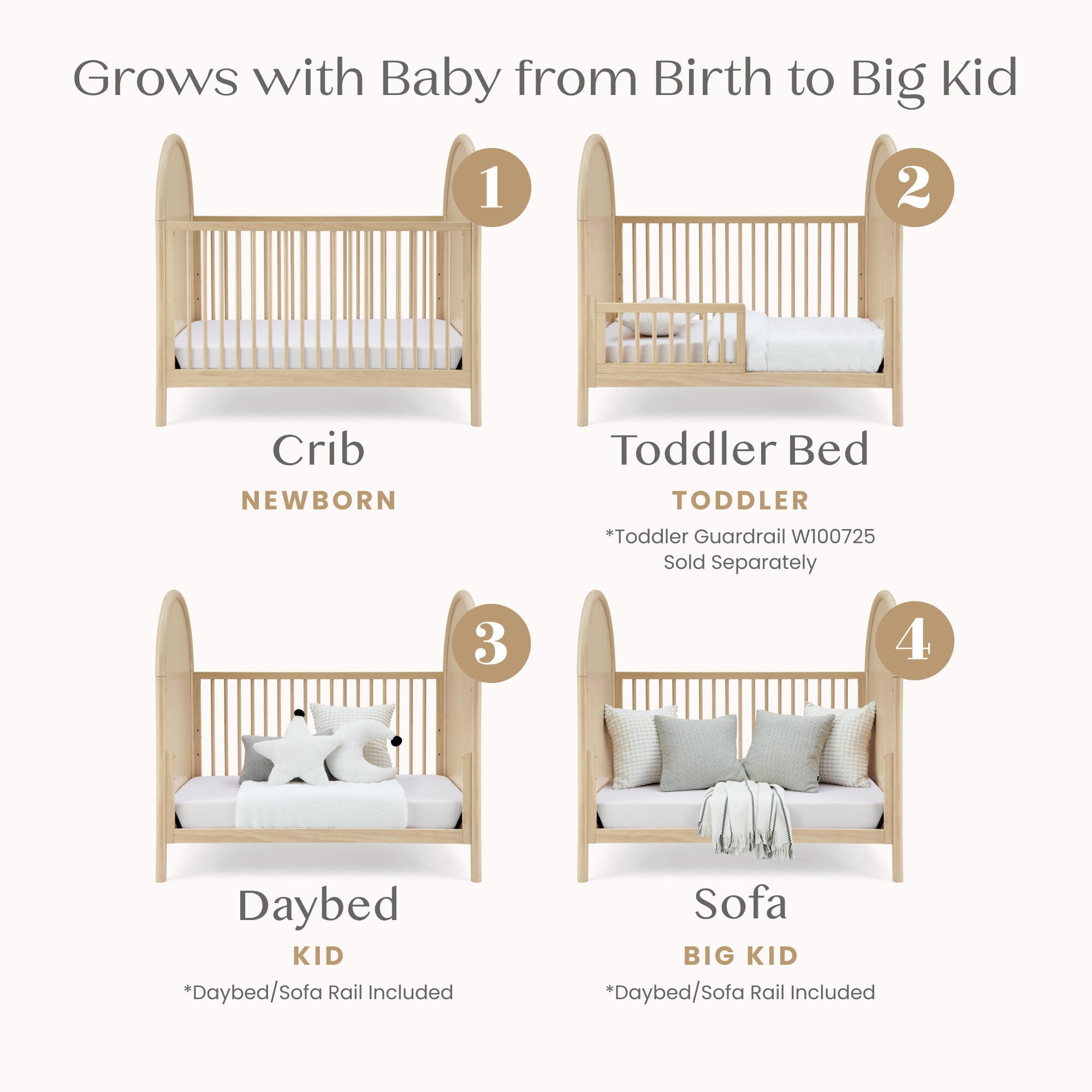 Delta Children Vivi 4-in-1 Convertible Crib, , large