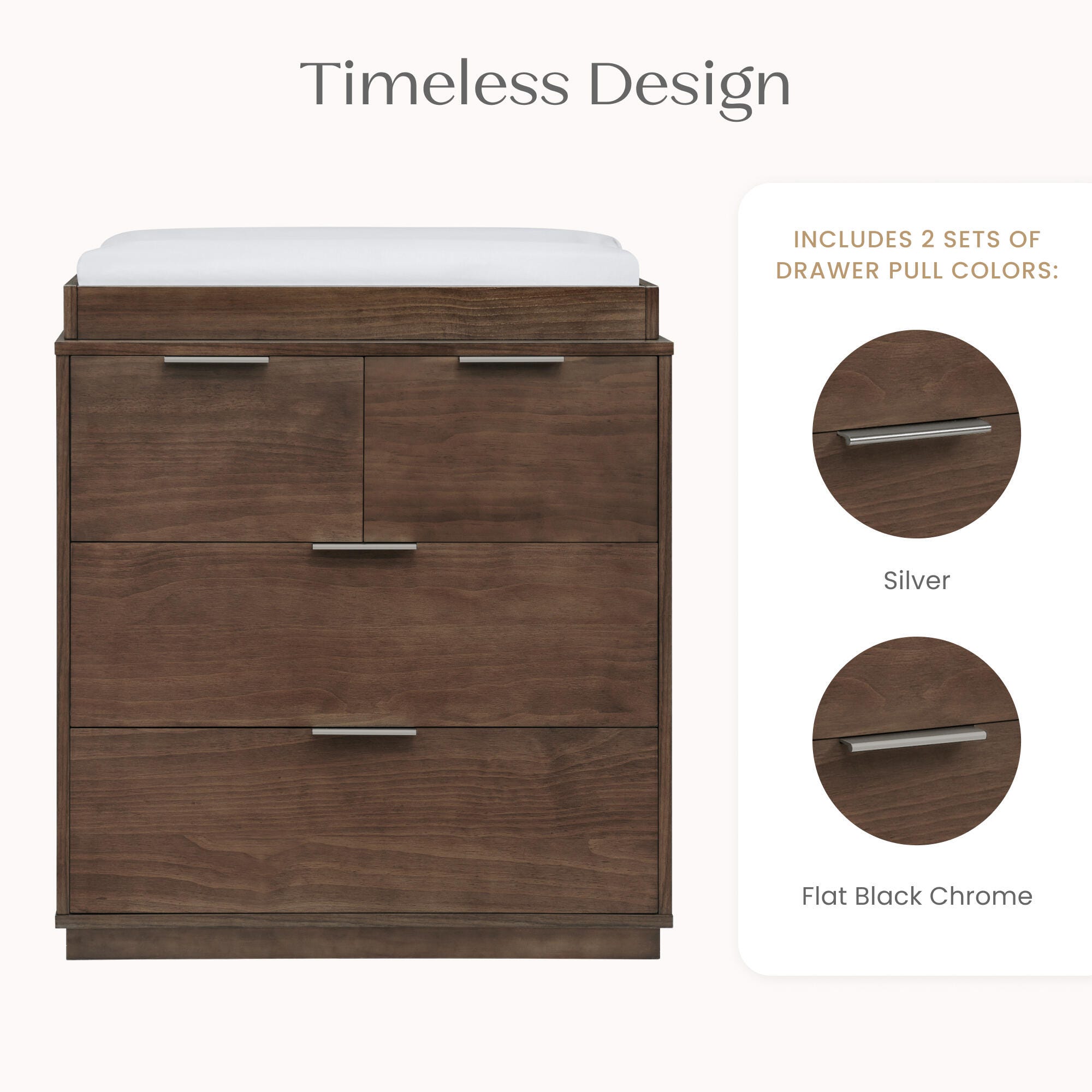 Delta Children Forever 4 Drawer Dresser with Changing Table, Teak Brown, large