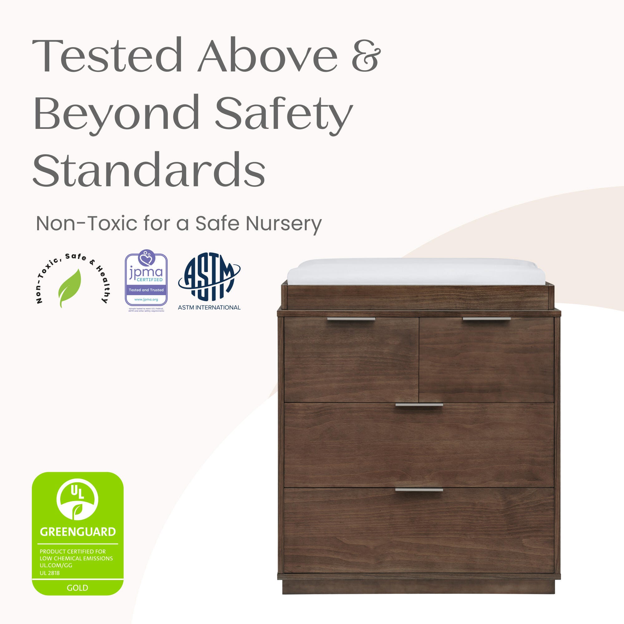 Delta Children Forever 4 Drawer Dresser with Changing Table, Teak Brown, large