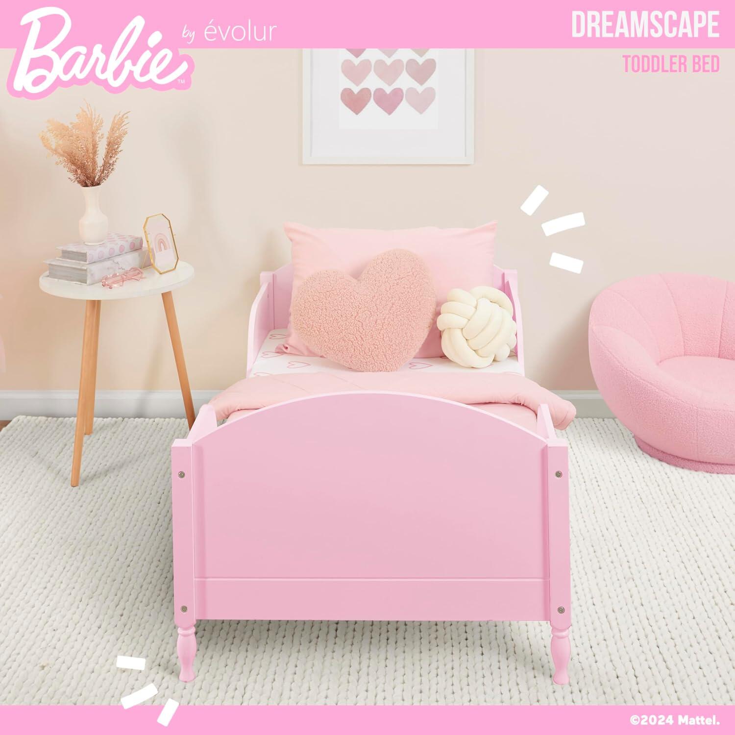 Barbie By Evolur Dreamscape Toddler Bed, Pink, large