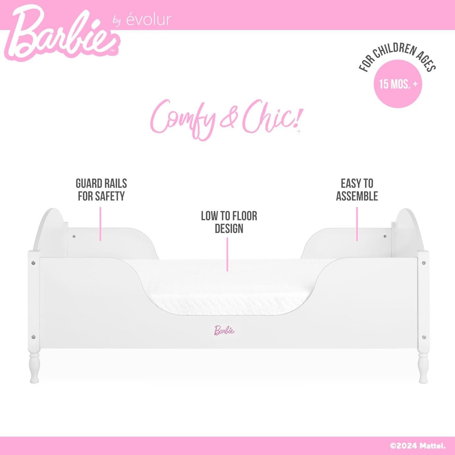 Barbie By Evolur Dreamscape Toddler Bed, White, large